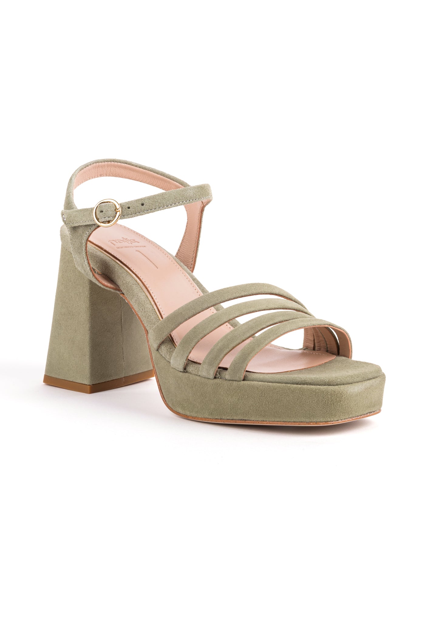 Sandálias de noiva de salto alto compensado 9 cm com tiras em camurça