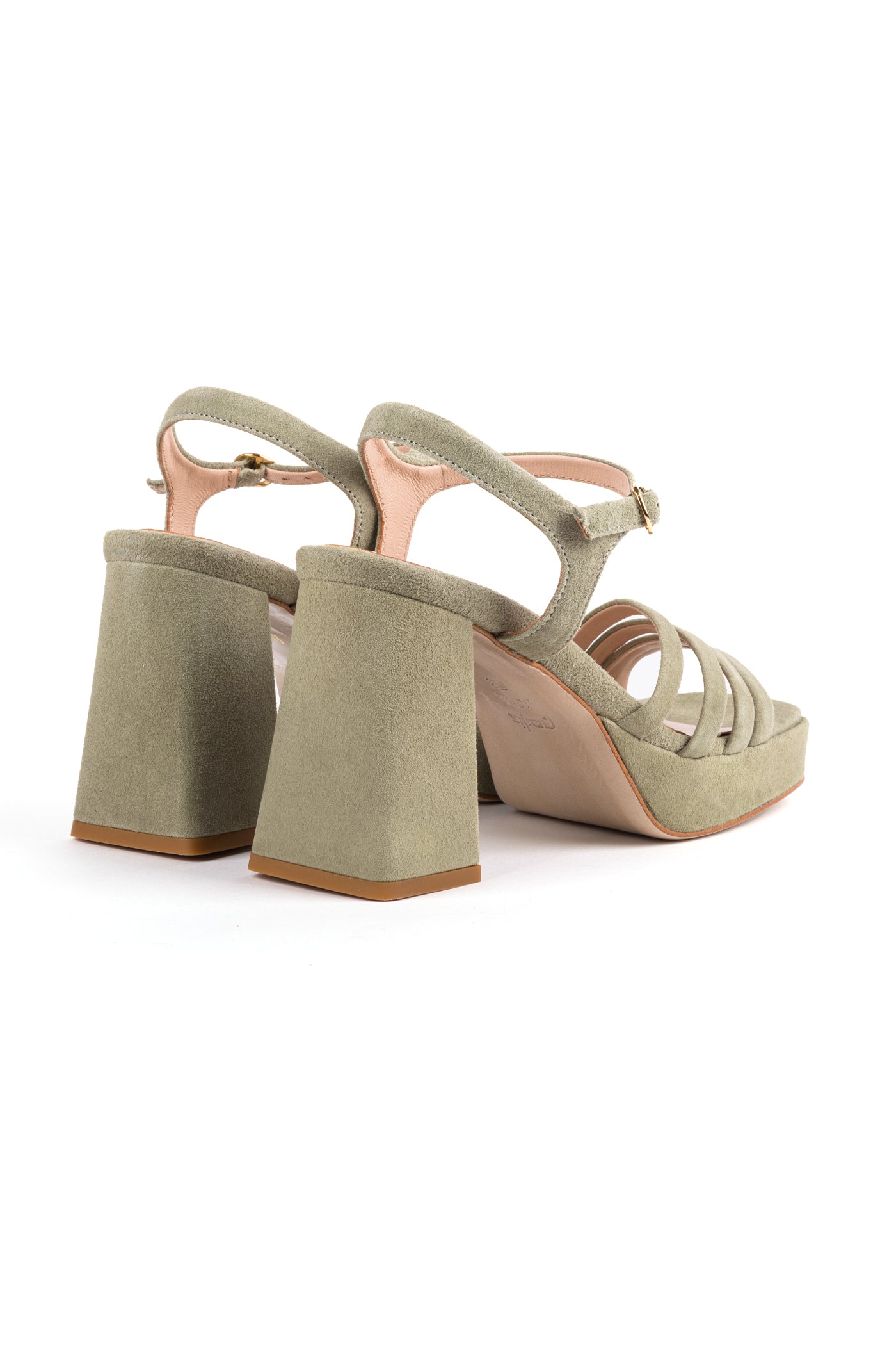 Sandálias de noiva de salto alto compensado 9 cm com tiras em camurça