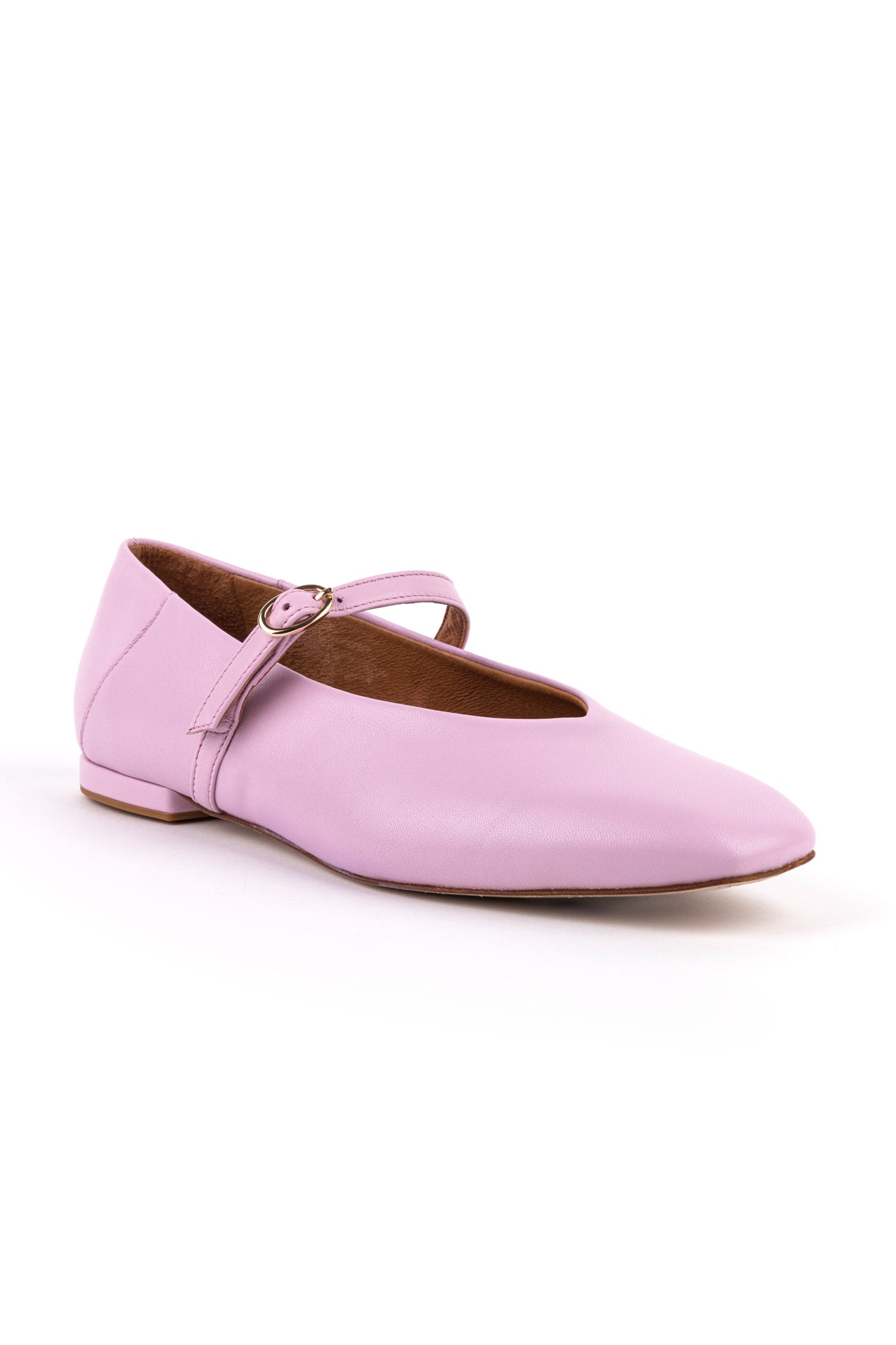 Sabrinas rasas com ponta quadrada em pele