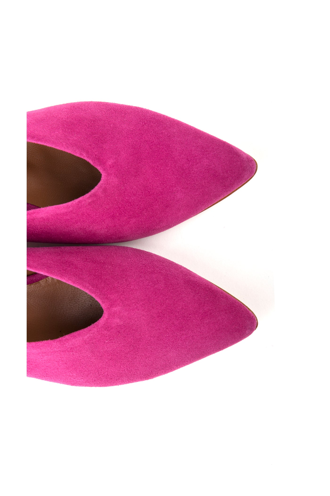 Slingbacks rasos de senhora em camurça rosa, verde e azul claro. Sapatos fechados