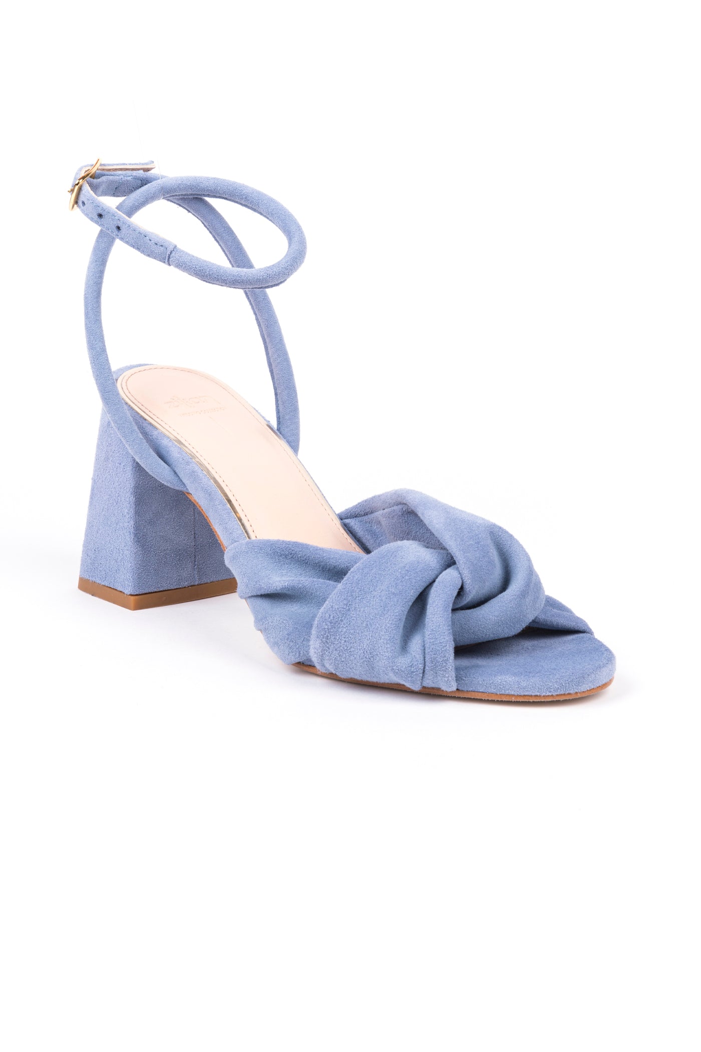 Sandálias de noiva de salto alto 7,5 cm com tiras no tornozelo e com detalhe de nó em camurça