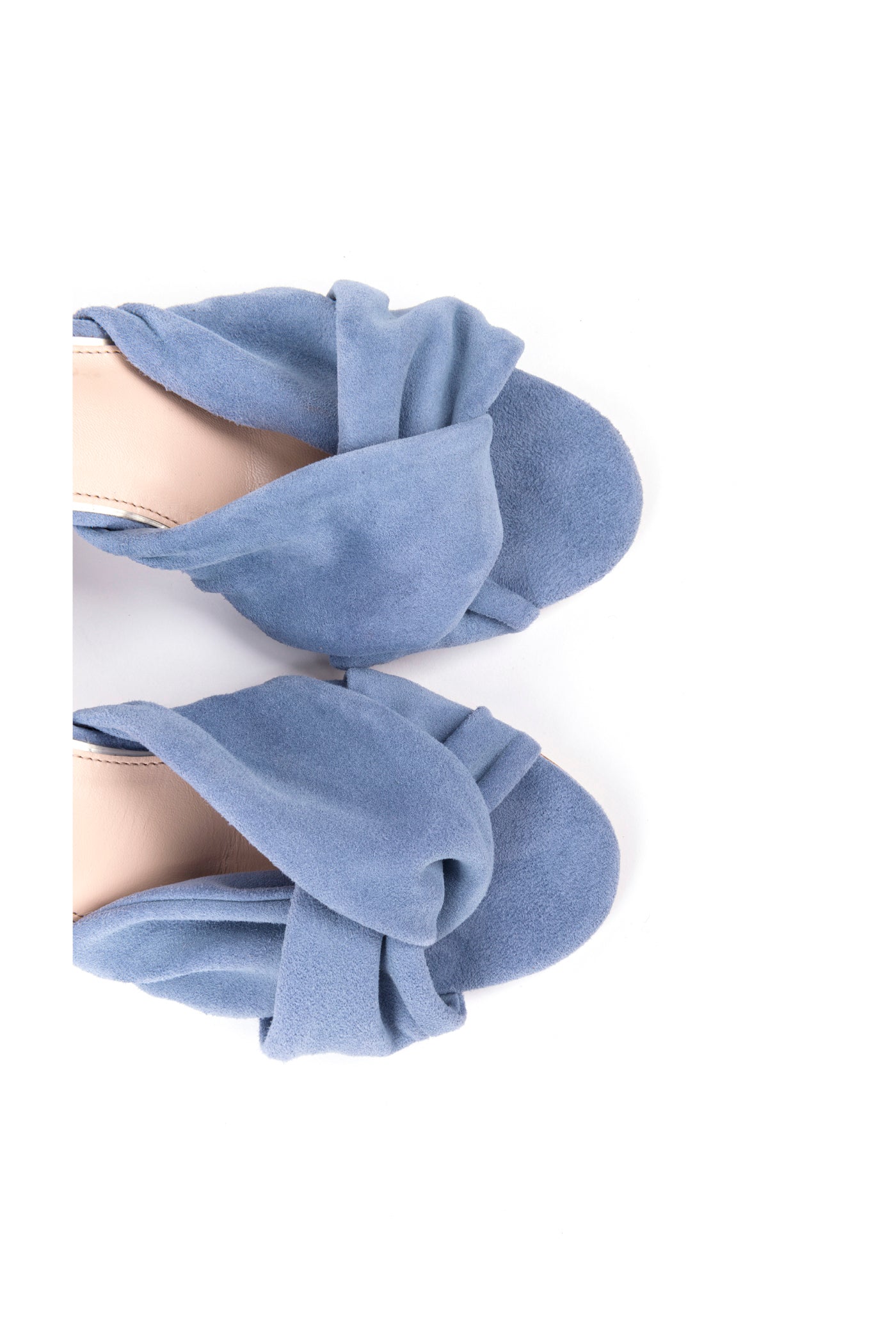 Sandálias de noiva de salto alto 7,5 cm com tiras no tornozelo e com detalhe de nó em camurça