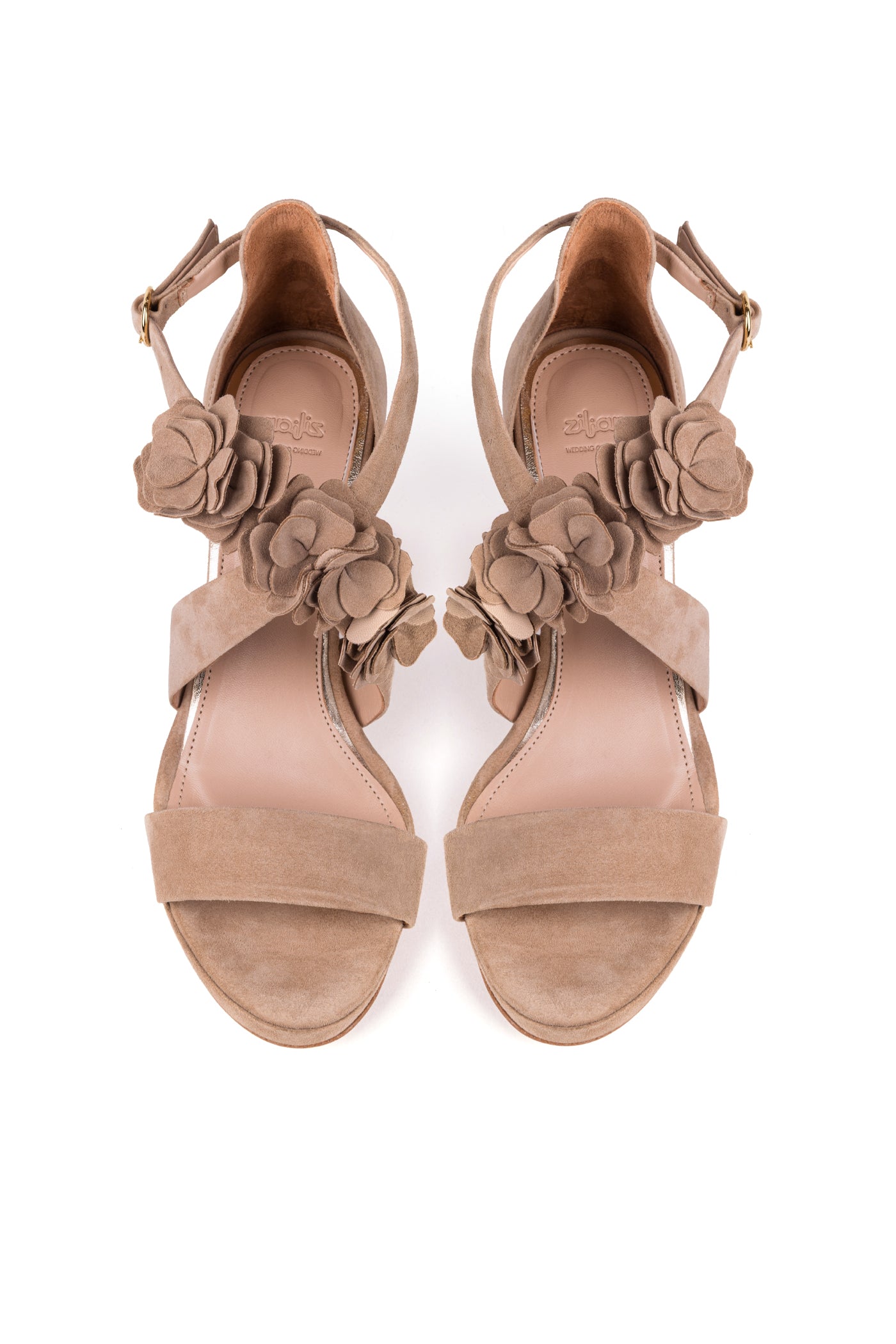 Sandálias de noiva com tiras cruzadas de salto alto 9 cm em camurça