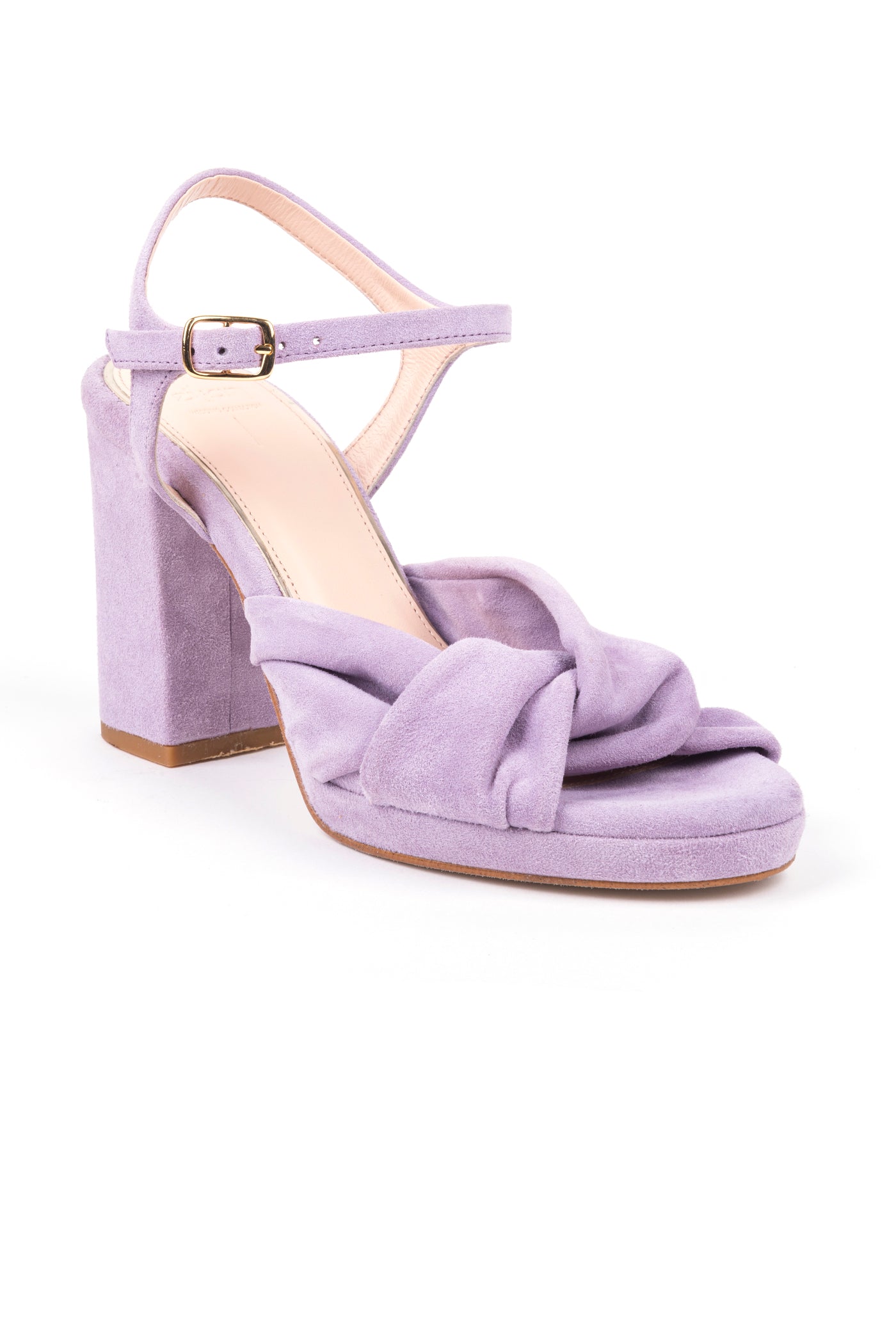 Sandálias de noiva de salto alto 9 cm com detalhe de nó em camurça