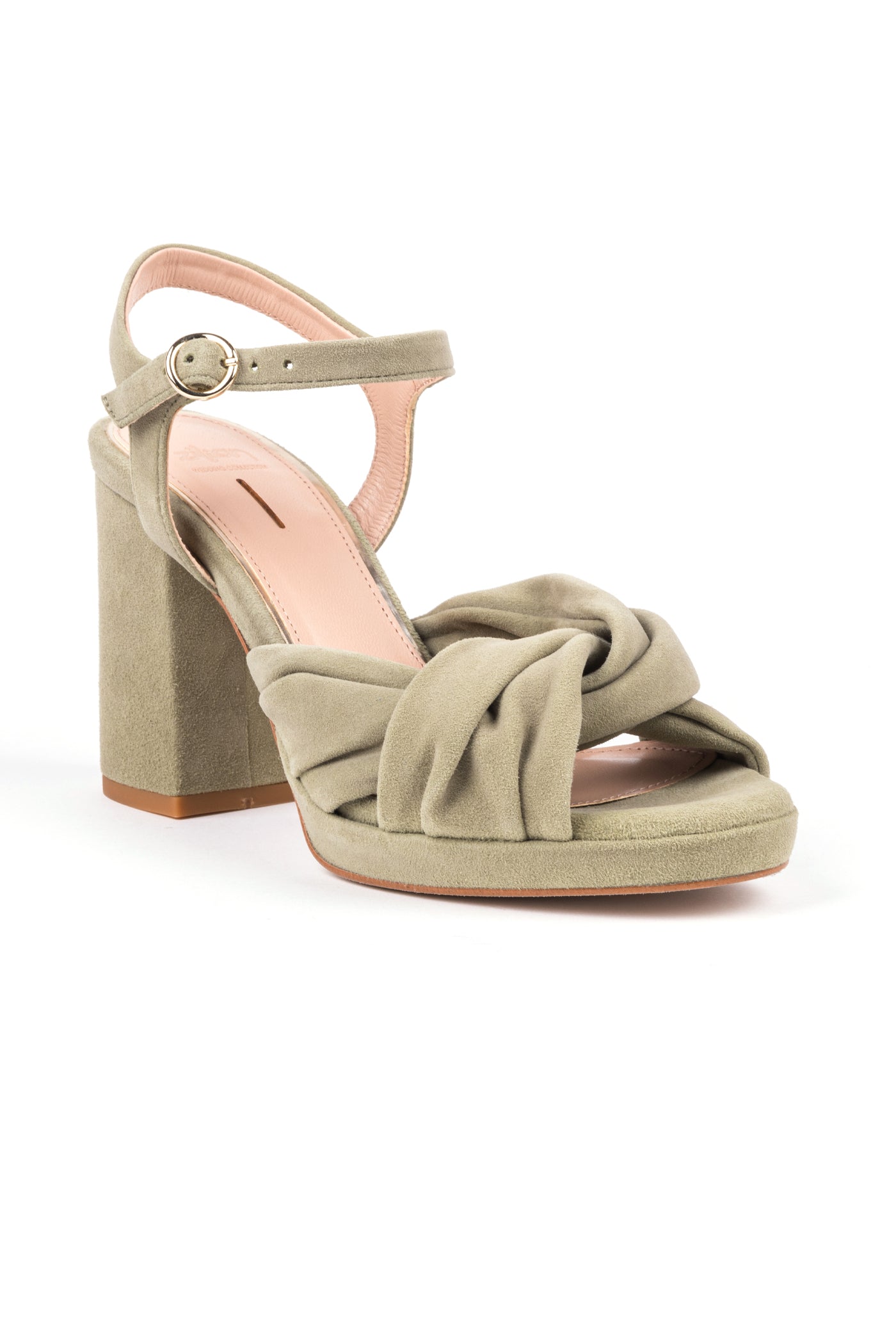 Sandálias de noiva de salto alto 9 cm com detalhe de nó em camurça