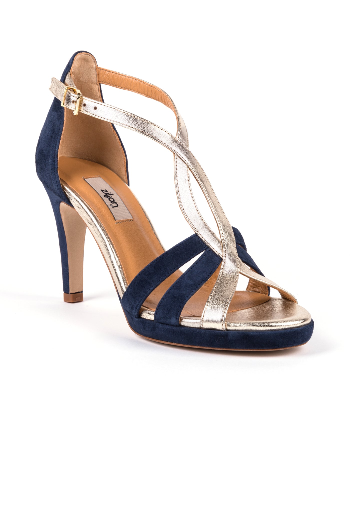 Sandálias de cerimónia de salto alto com combinação de cores