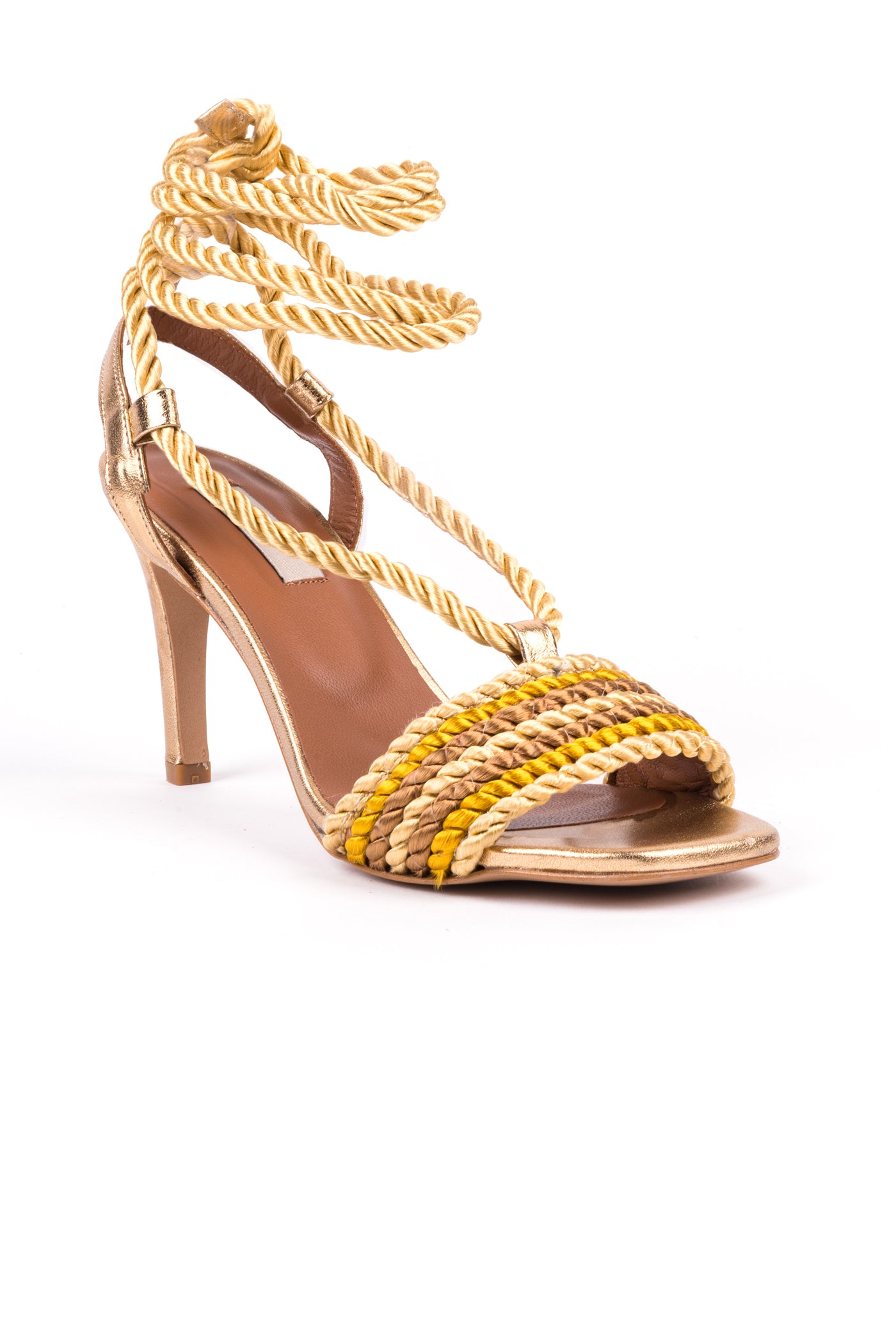 Sandálias de festa de senhora em pele metalizada