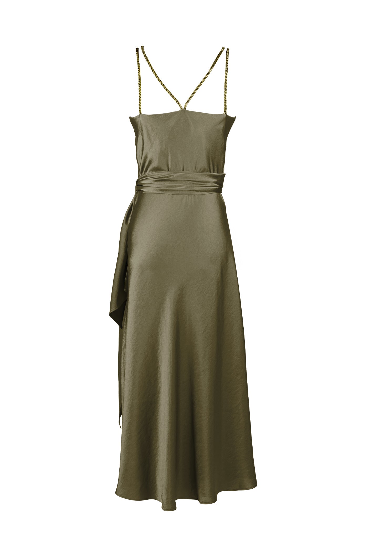 Vestido cruzado com alças de corda