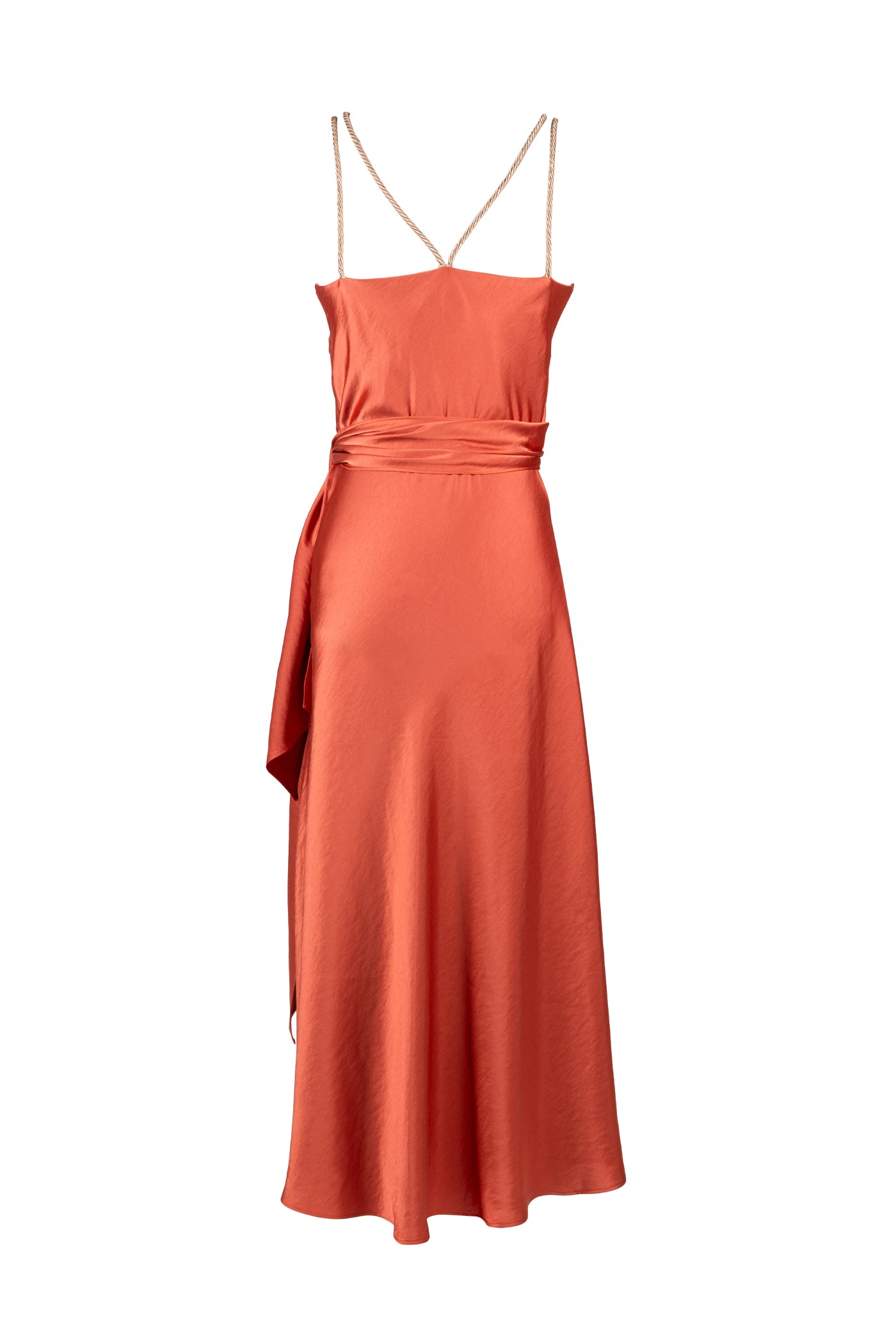 Vestido cruzado com alças de corda