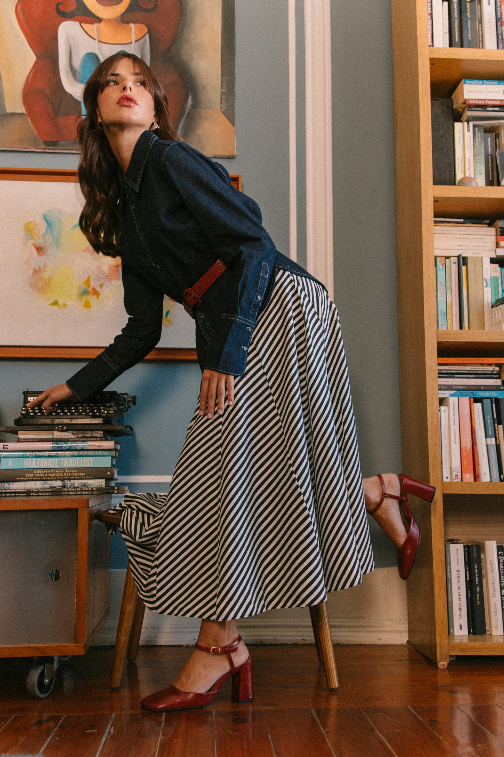 Sapato aberto de salto alto