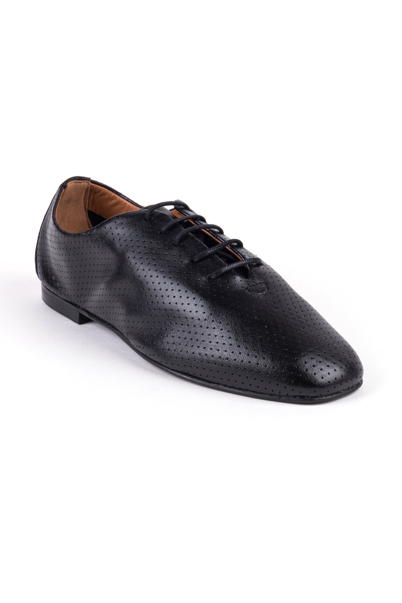 Microfur leather flat shoes