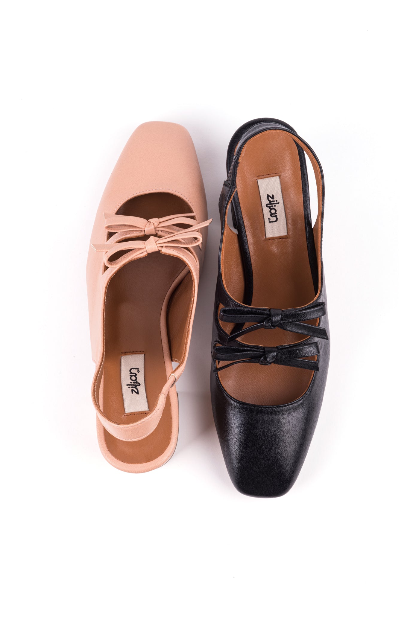 Slingbacks com salto médio em pele