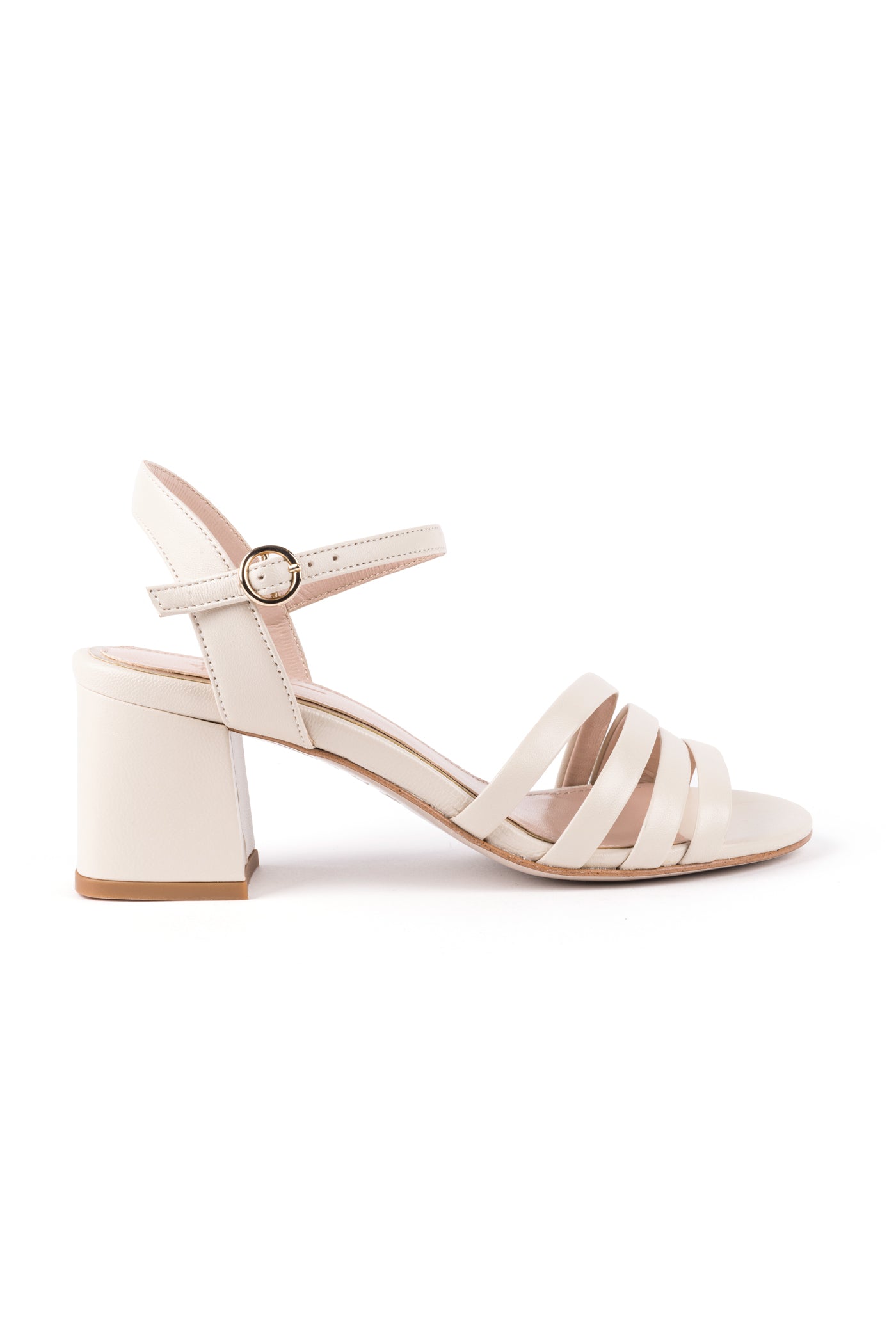 Sandálias de noiva de salto médio 6cm em pele