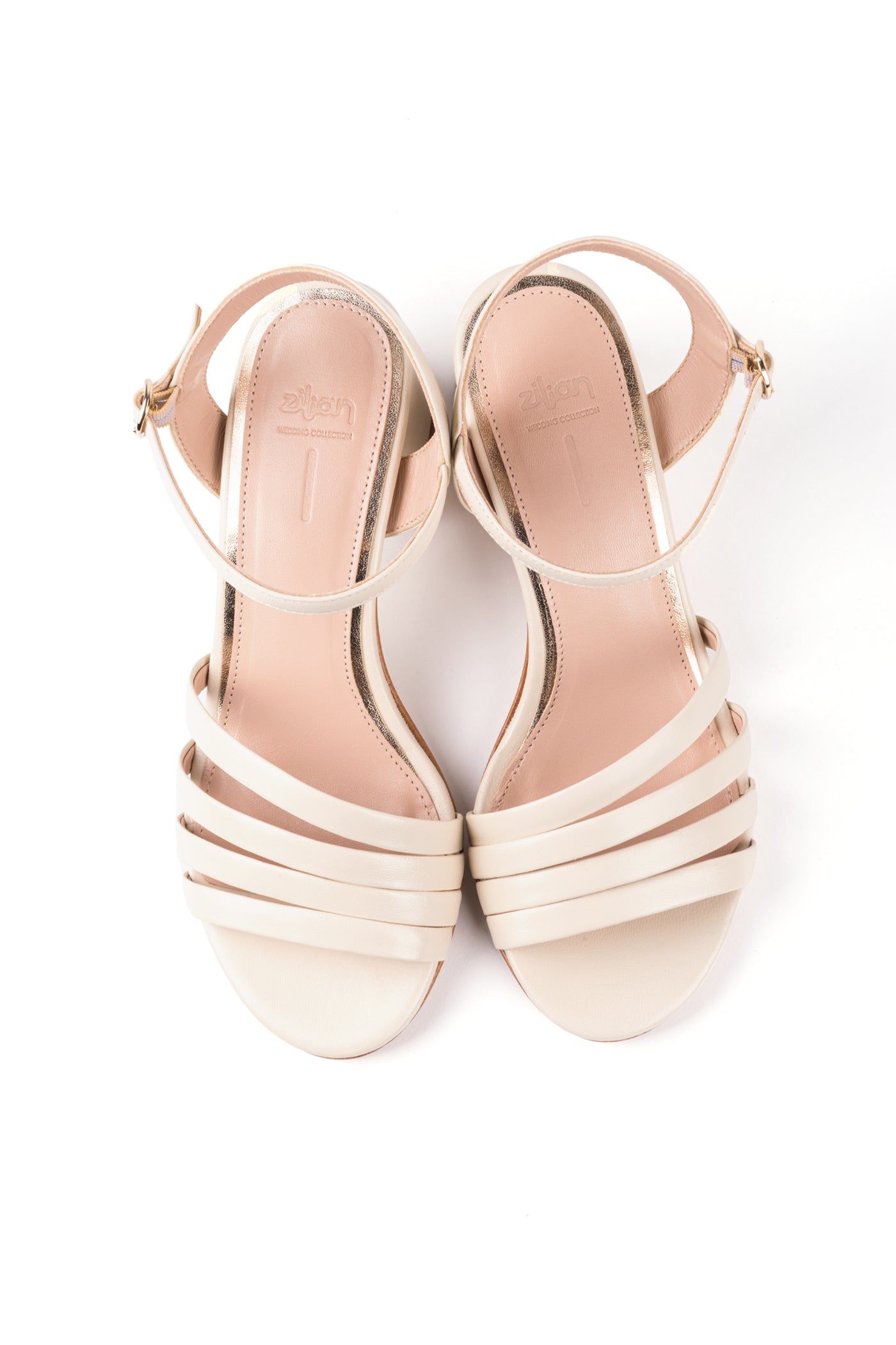 Sandálias de noiva de salto médio 6cm em pele