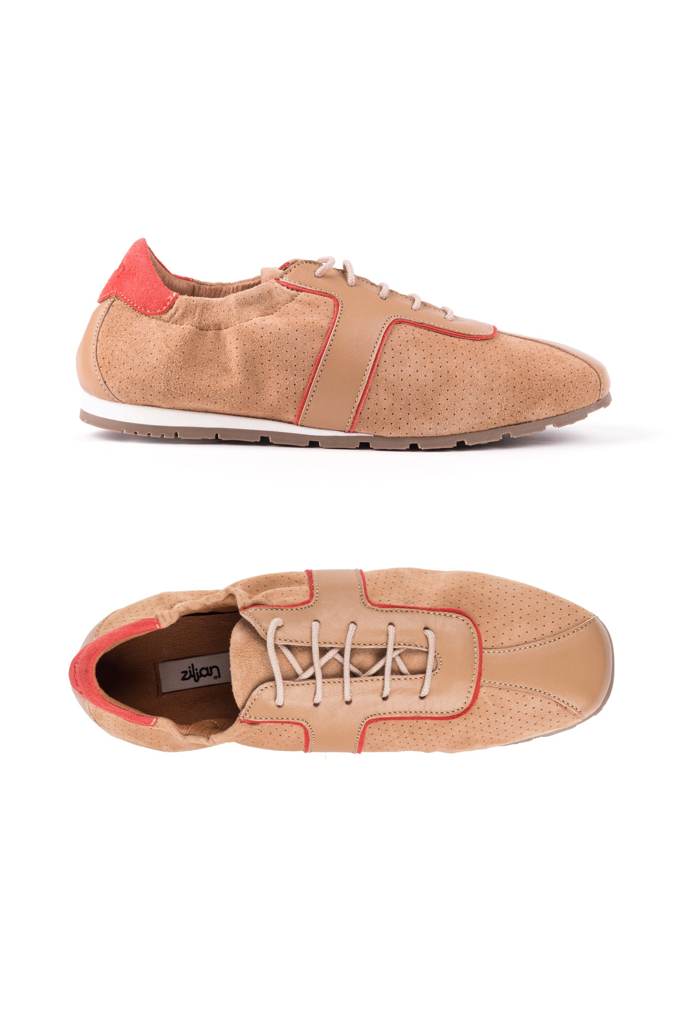 Sapato desportivo em pele microfurada