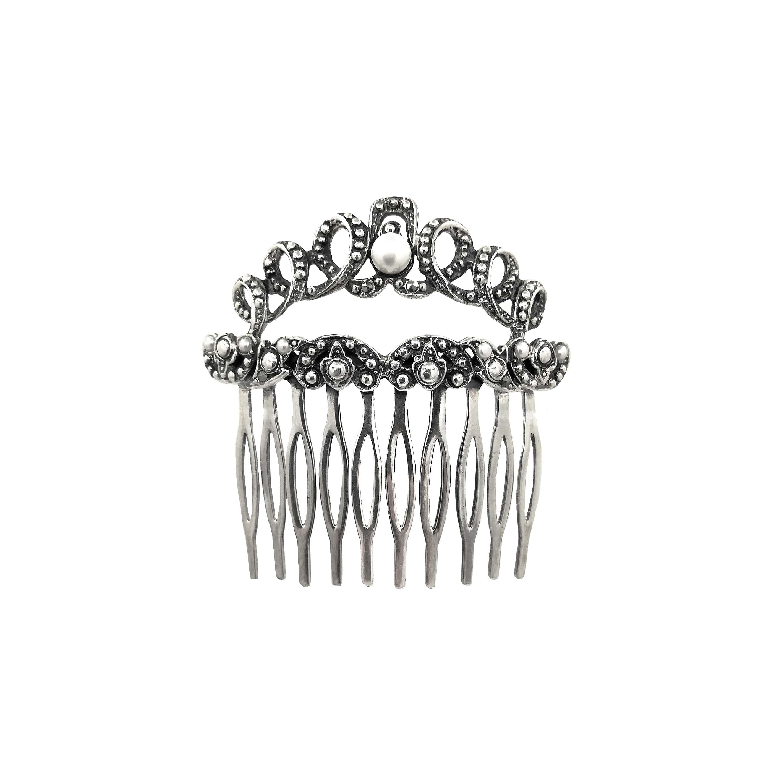 Travessa de cabelo com Marcassites e Pérolas em
