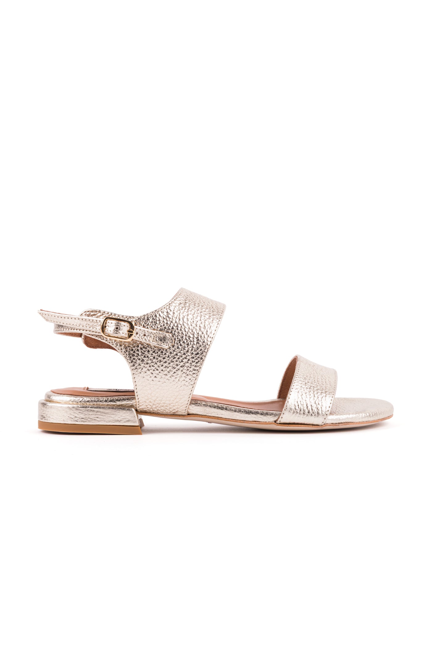 Sandálias em pele metalizada