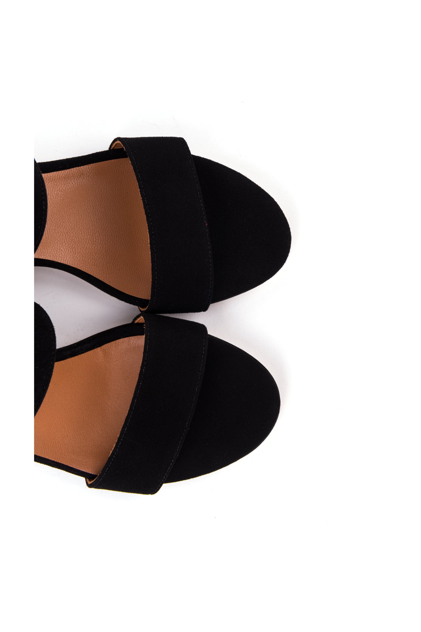 Sandálias de salto com duas tiras em camurça