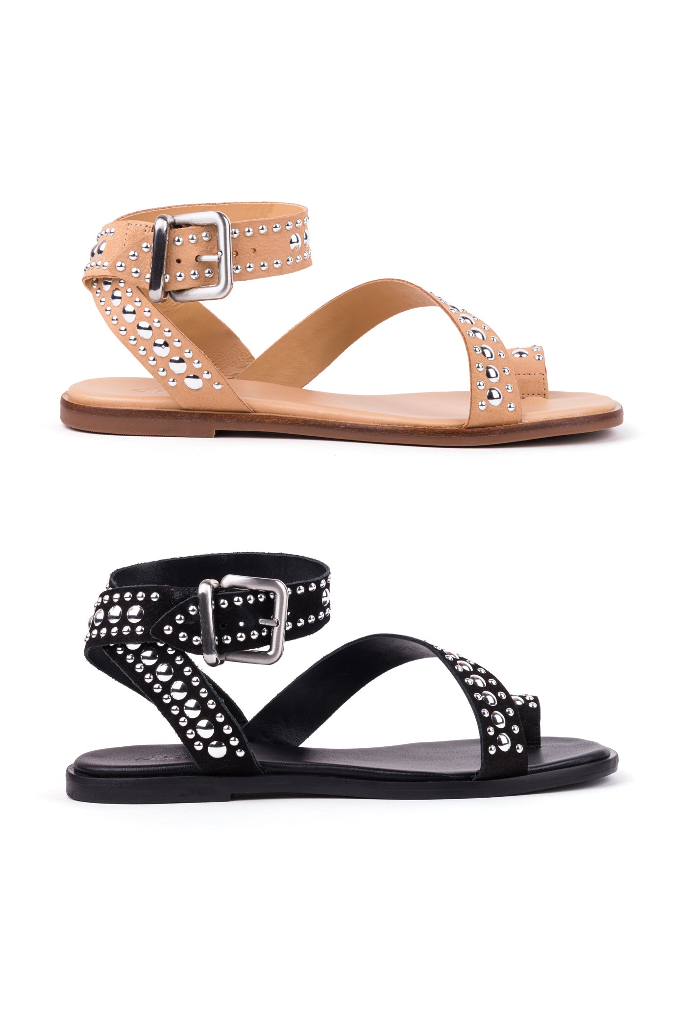 Sandálias rasas em camurça