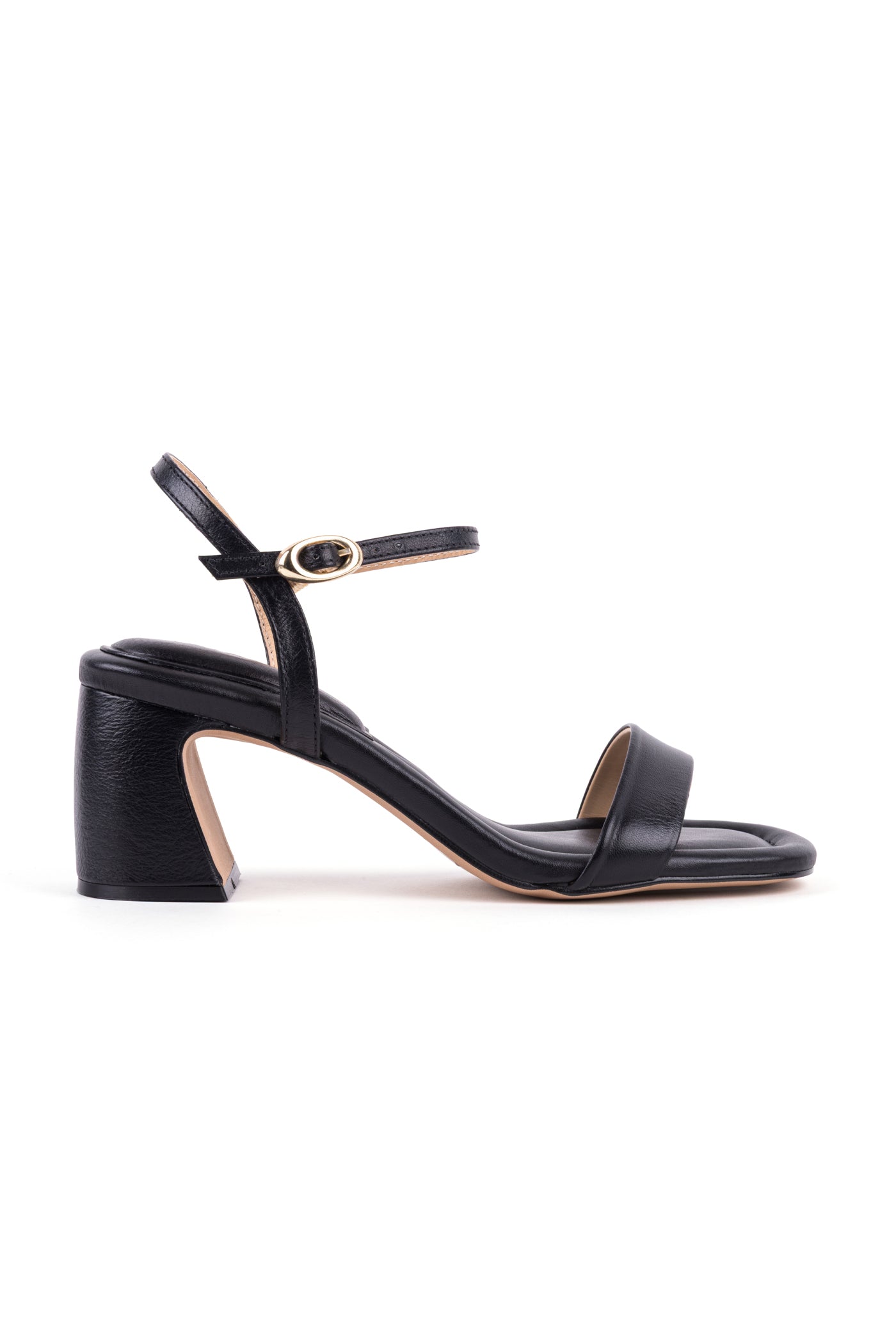 Sandália de salto médio em pele