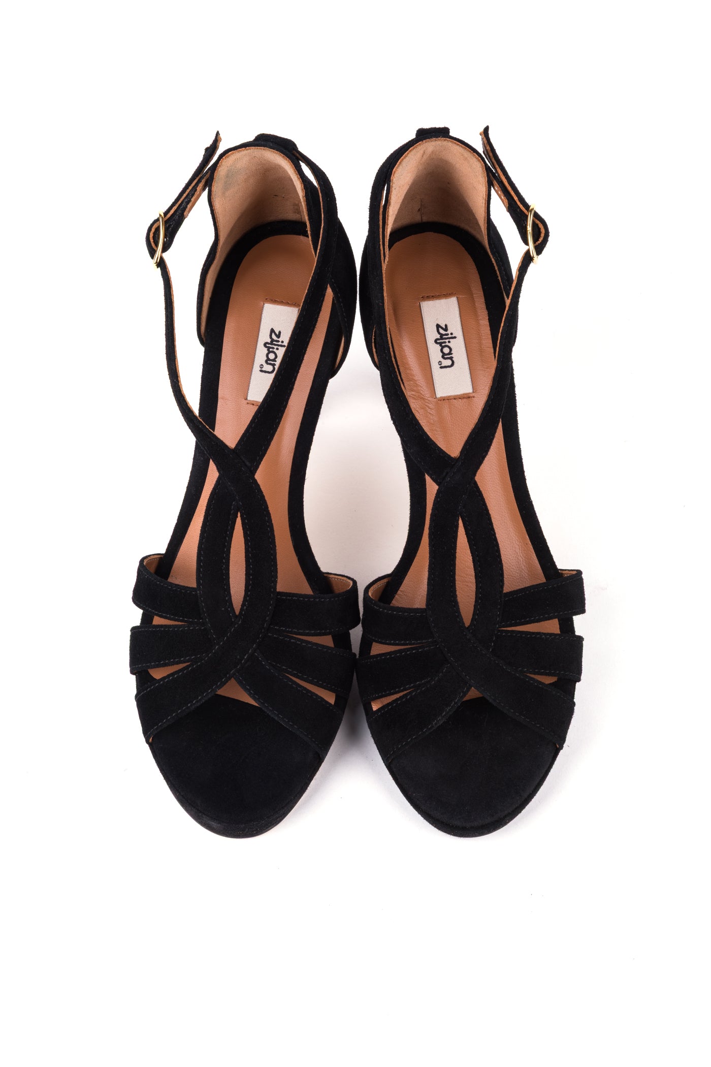 Sandália de salto alto em camurça