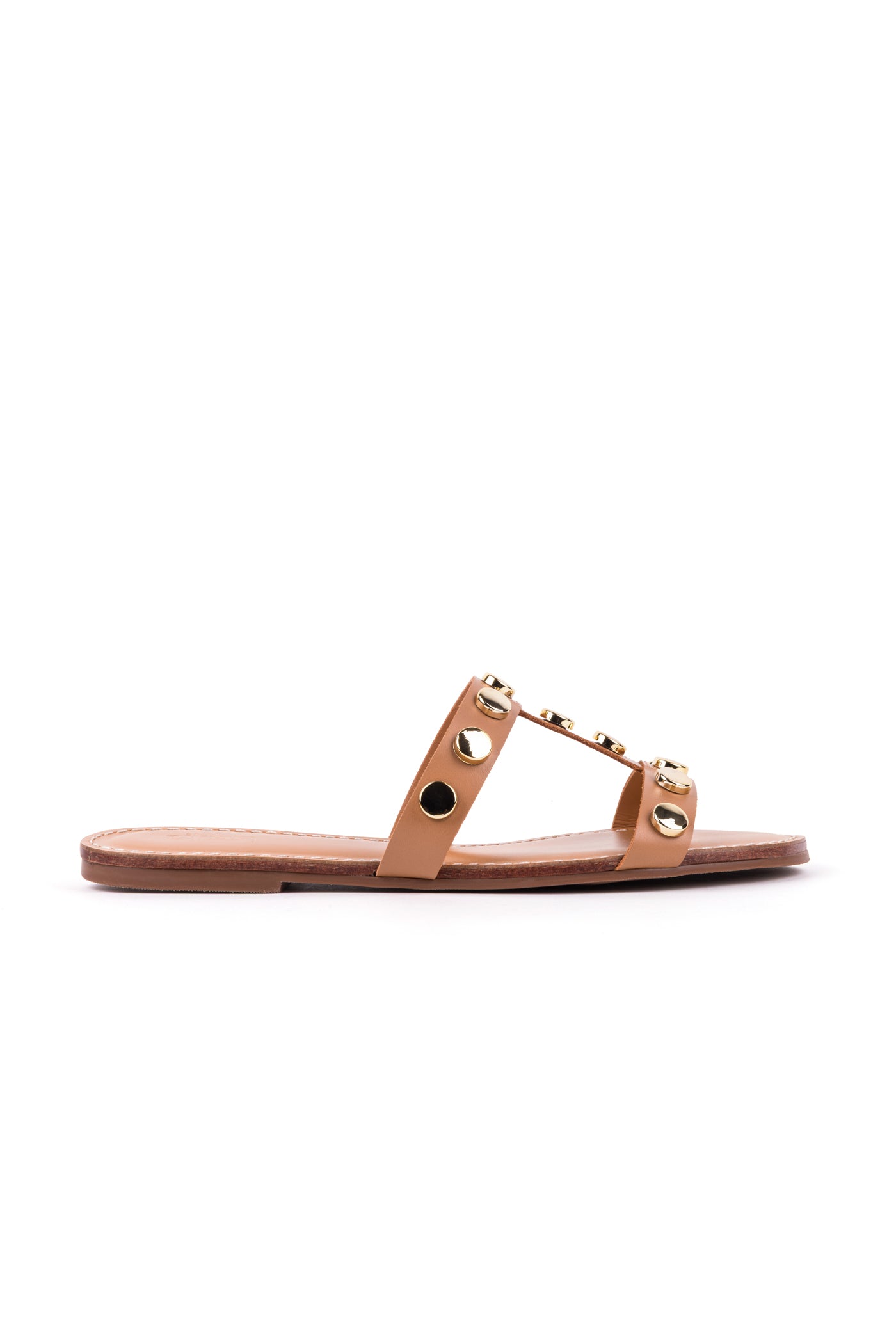 Sandálias rasas em pele