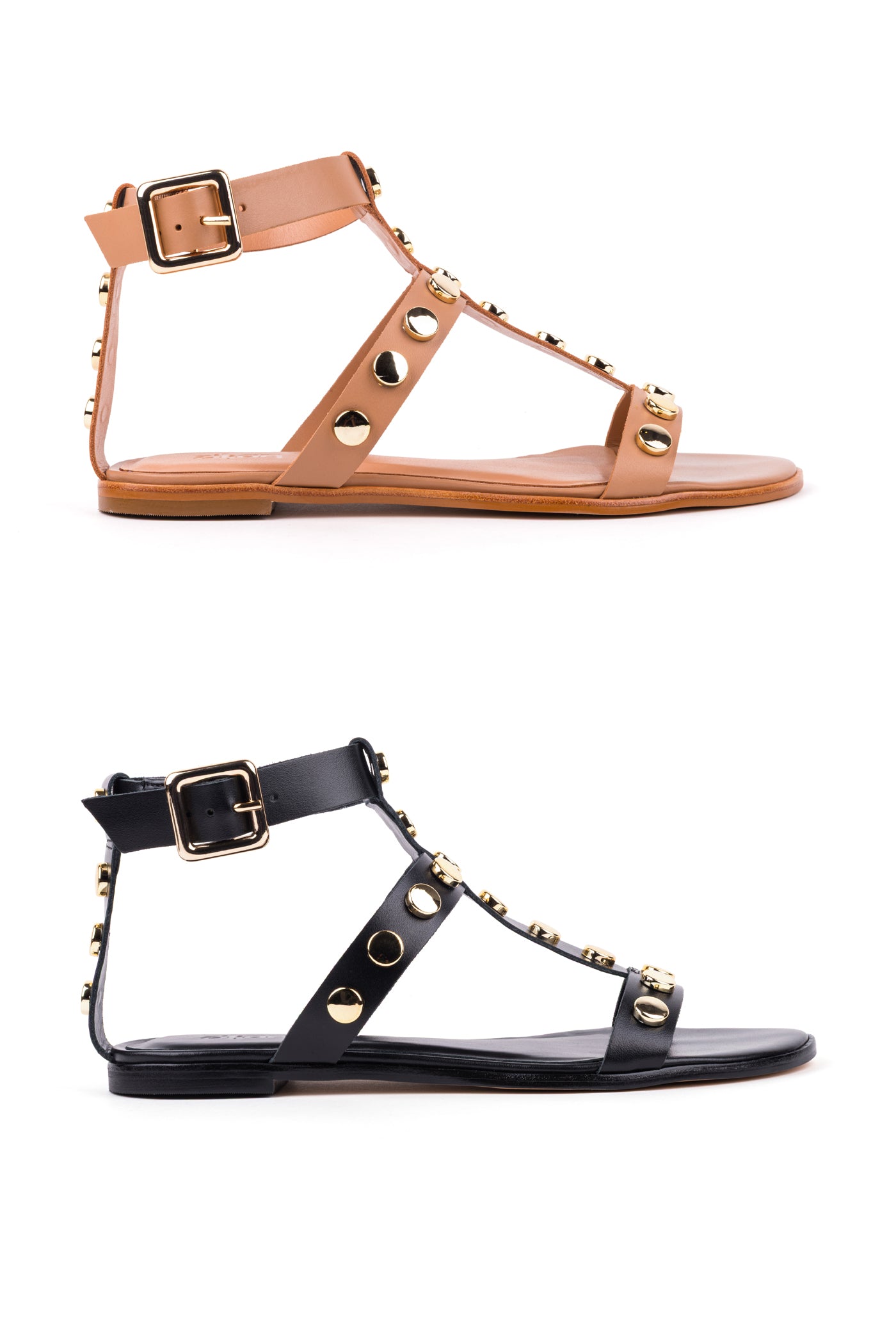 Sandálias rasas em pele