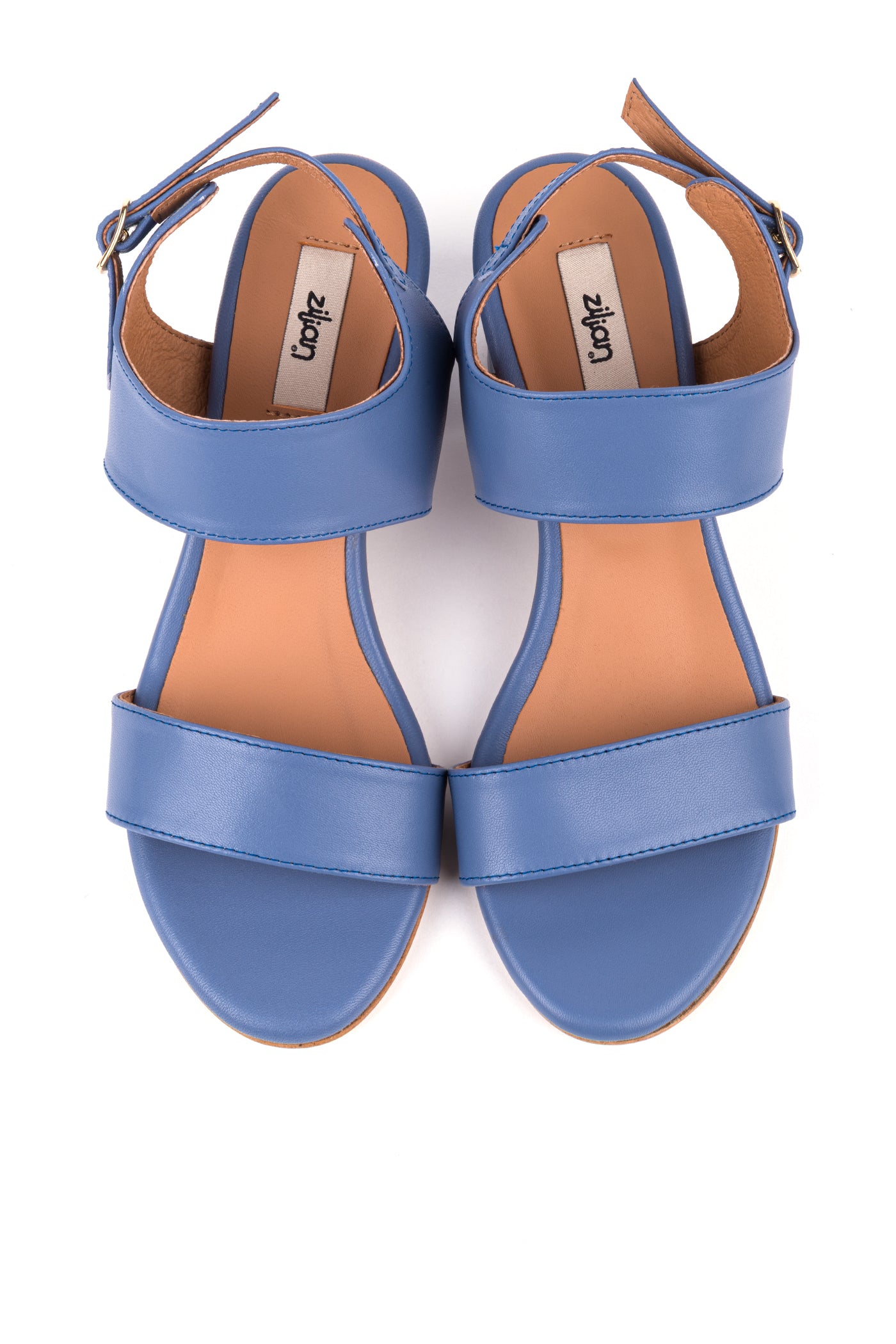 Sandálias de salto com duas tiras em pele