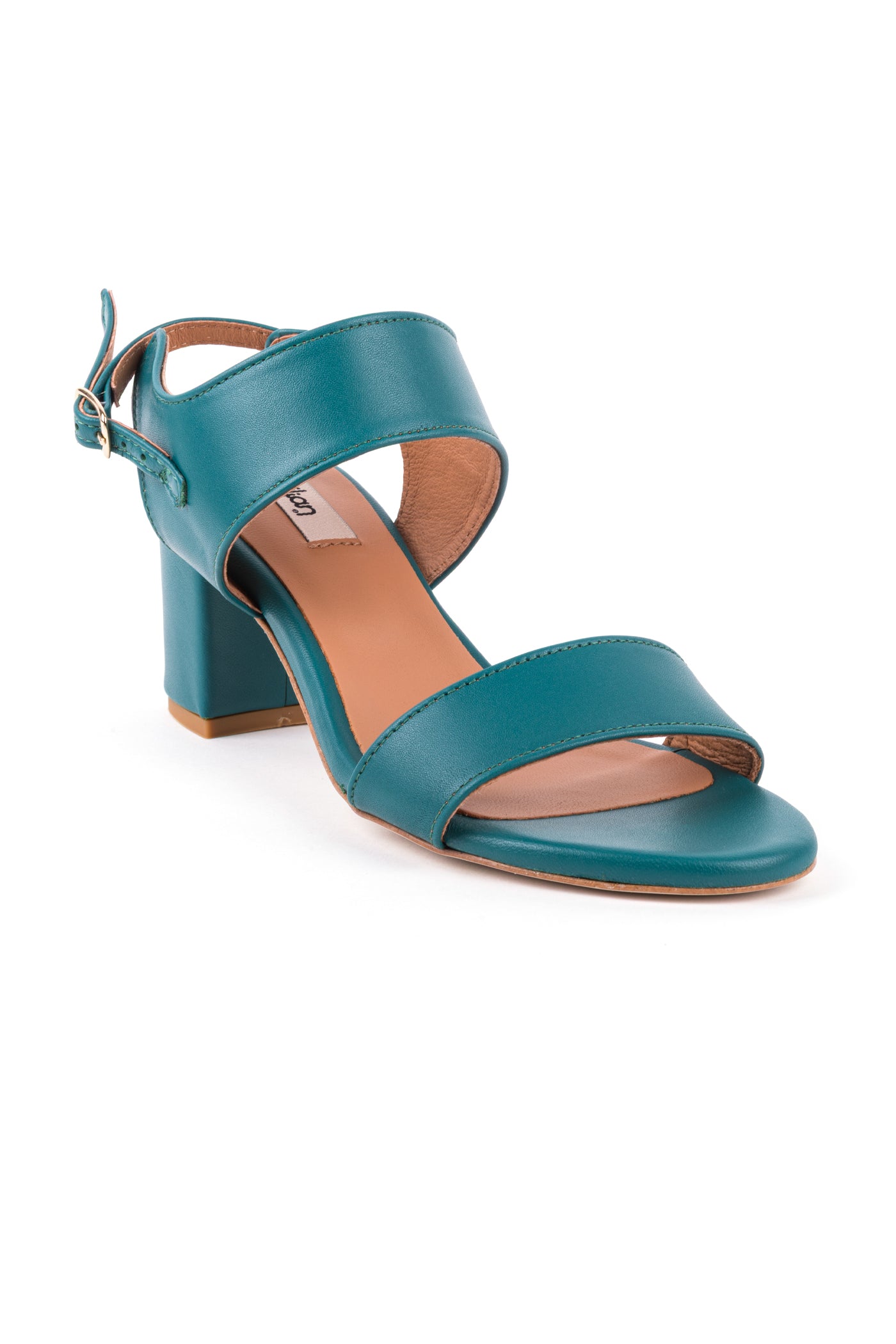 Sandálias de salto com duas tiras em pele