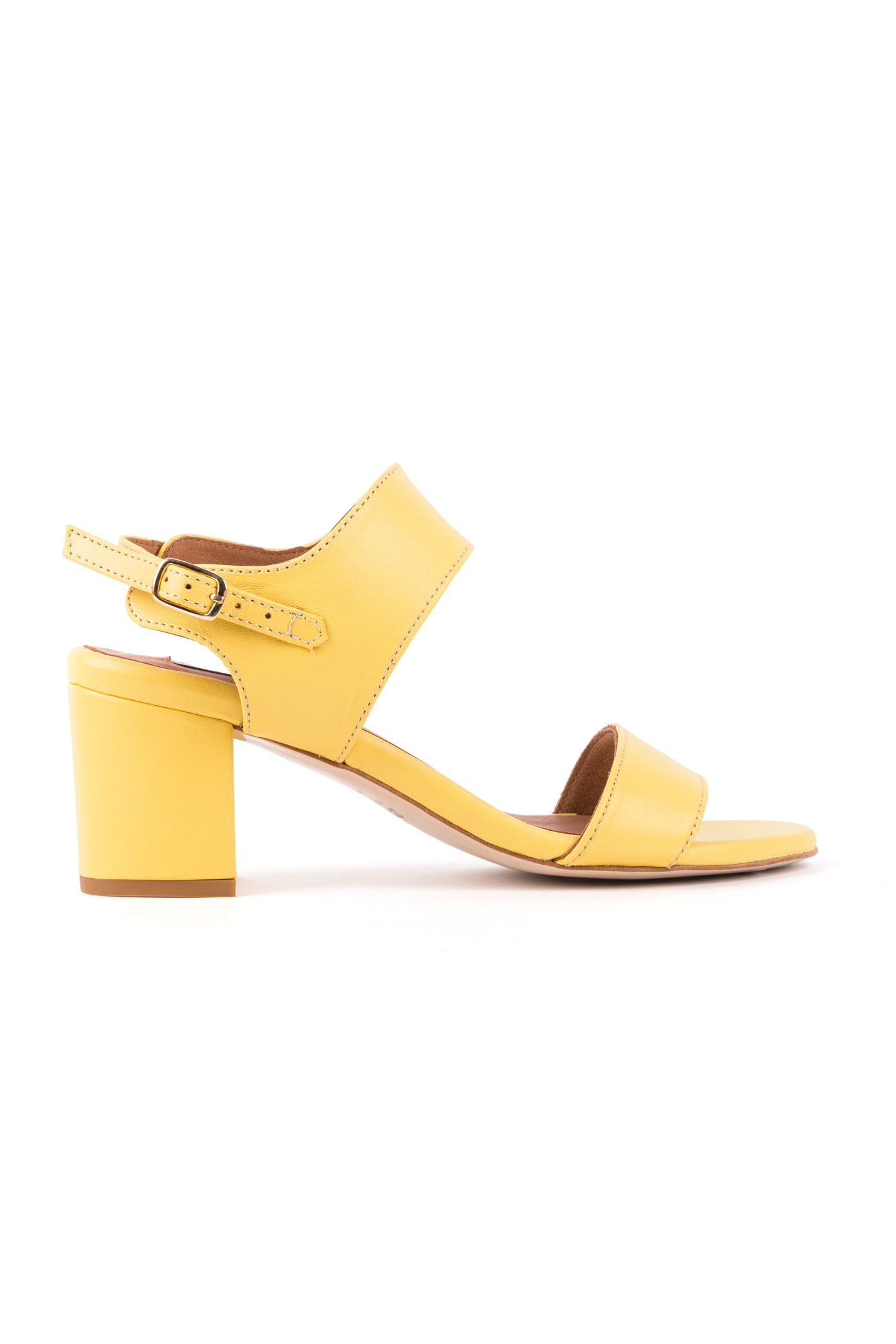 Sandálias de salto com duas tiras em pele