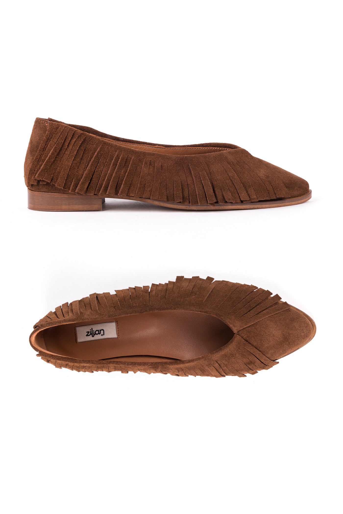 Sabrinas rasas com franjas em croute