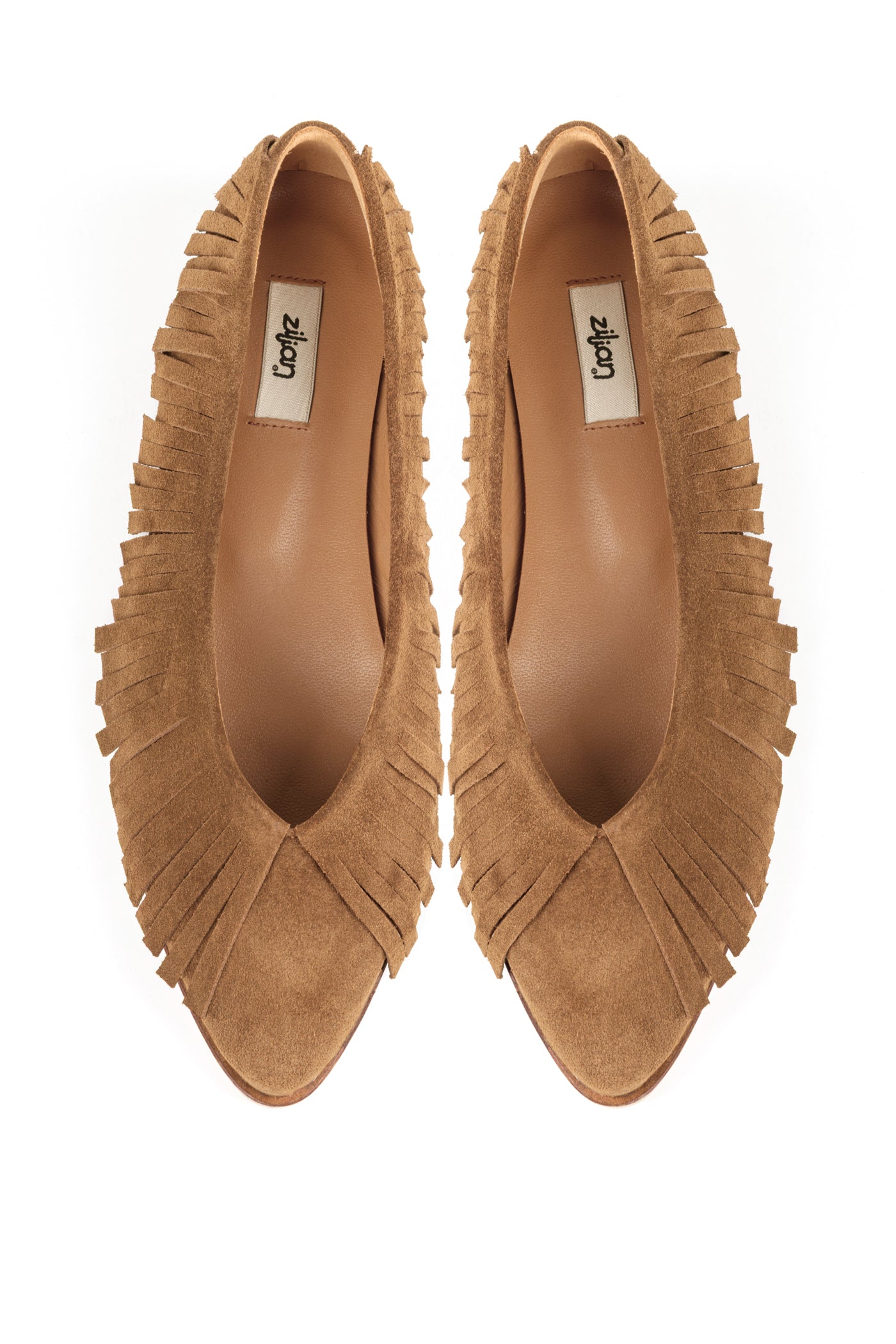 Sabrinas rasas com franjas em croute