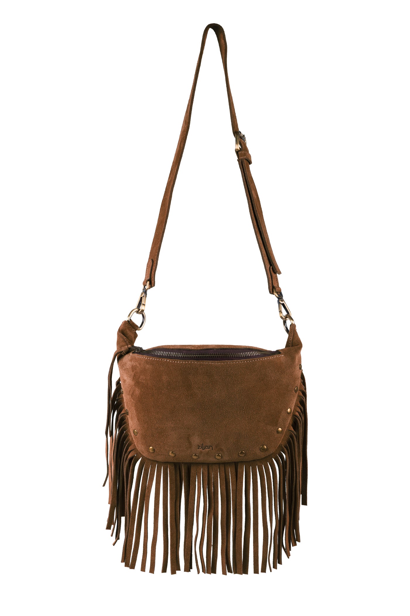 Mala com alça tiracolo em croute com franjas