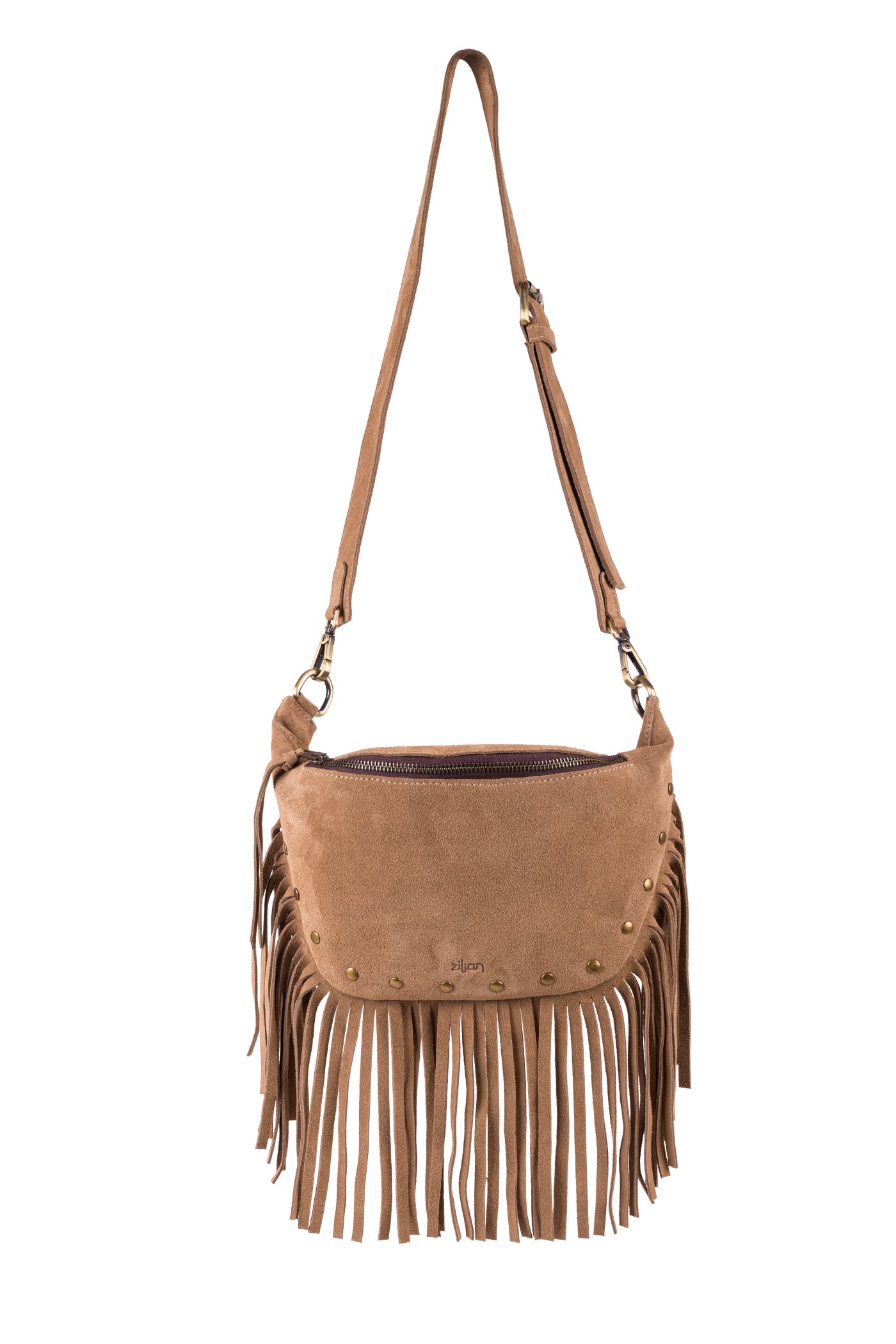 Mala com alça tiracolo em croute com franjas