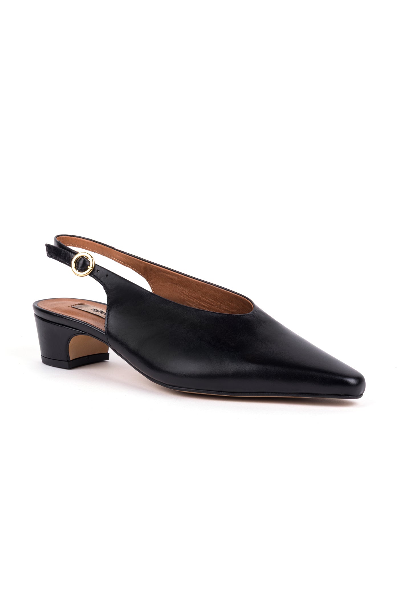 Slingbacks com decote em V em pele