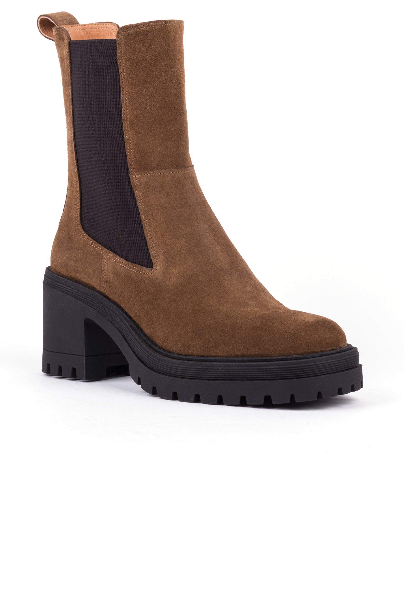 Bota chelsea de salto alto em croute