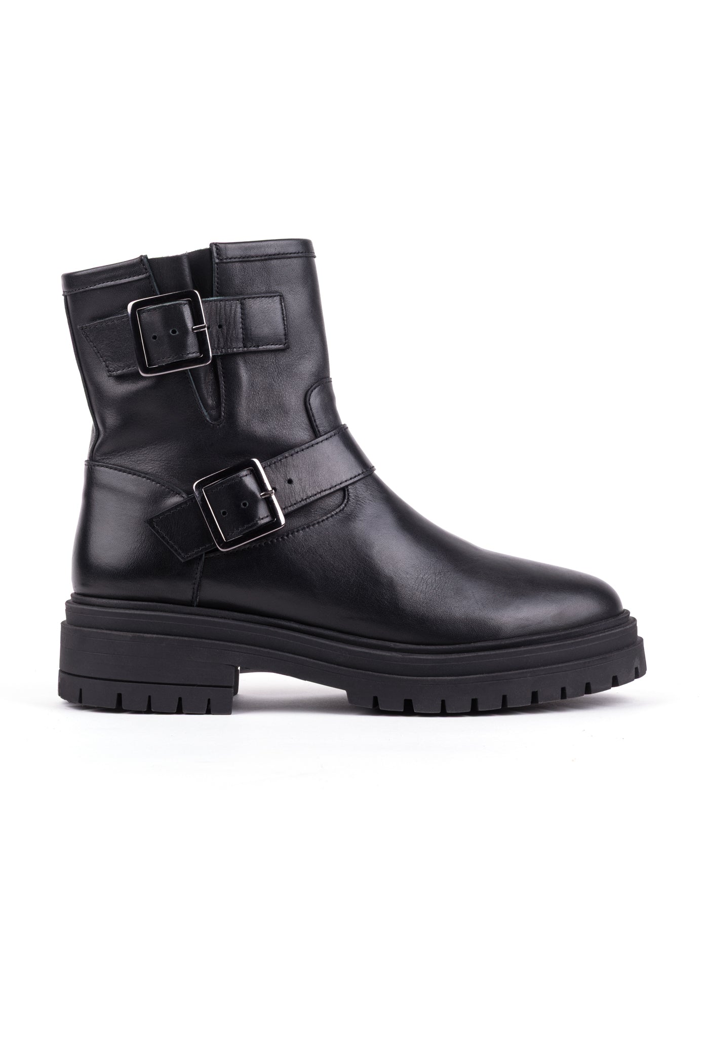 Botas biker com fivelas em pele