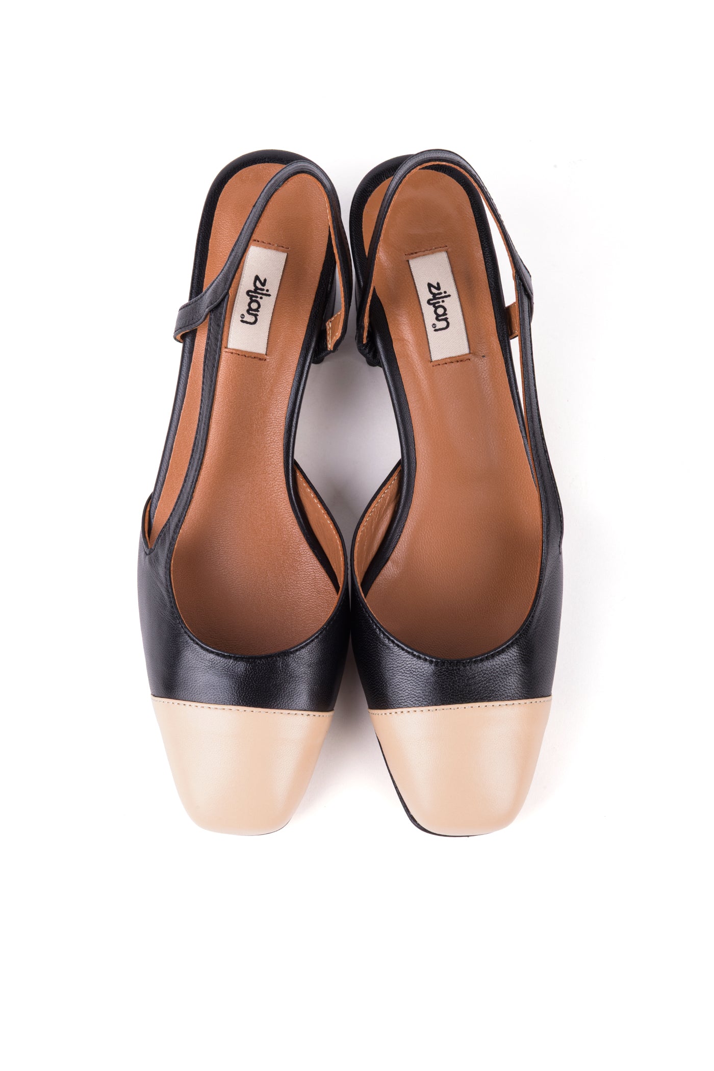 Slingbacks de salto médio em pele