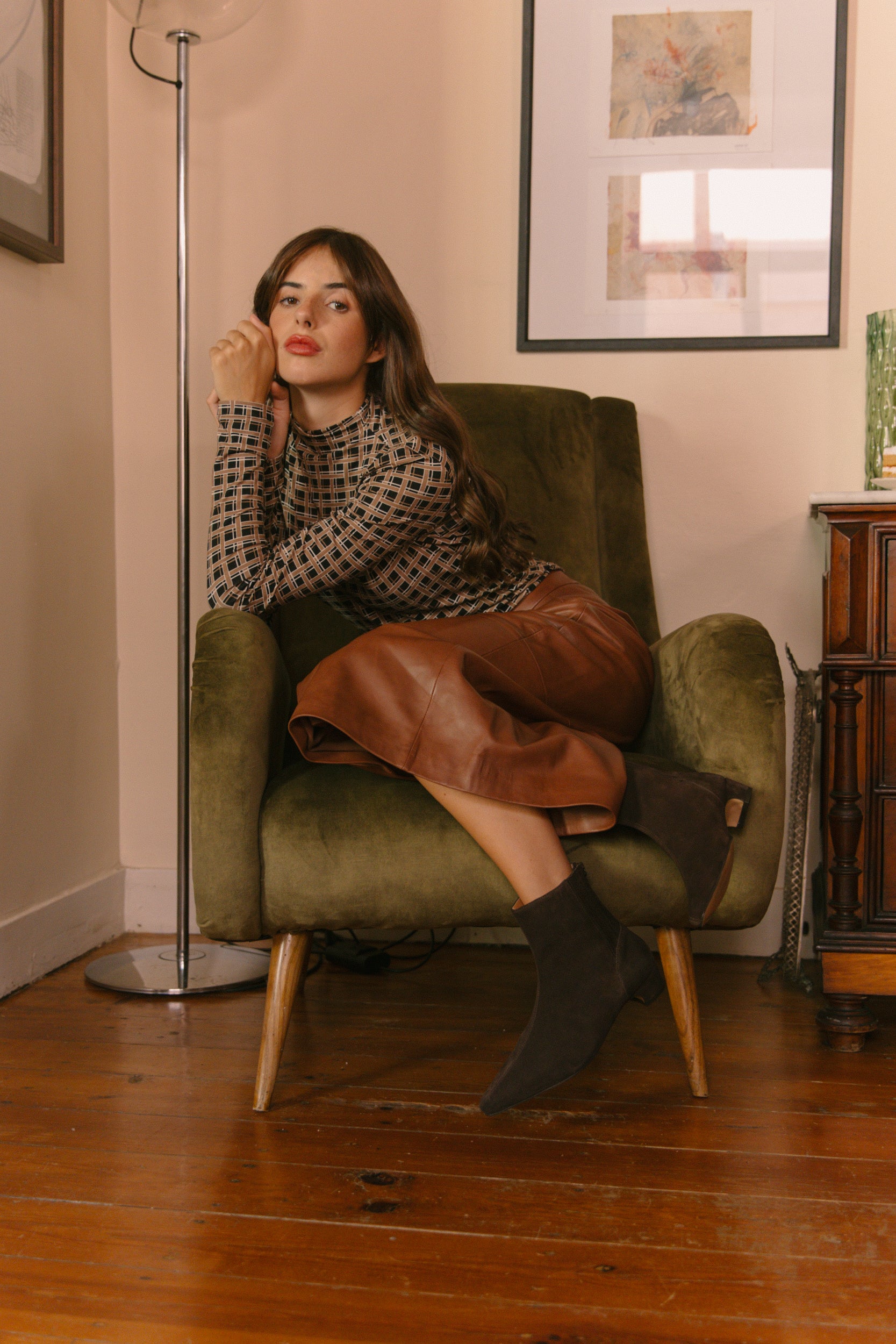 Botins salto médio em croute