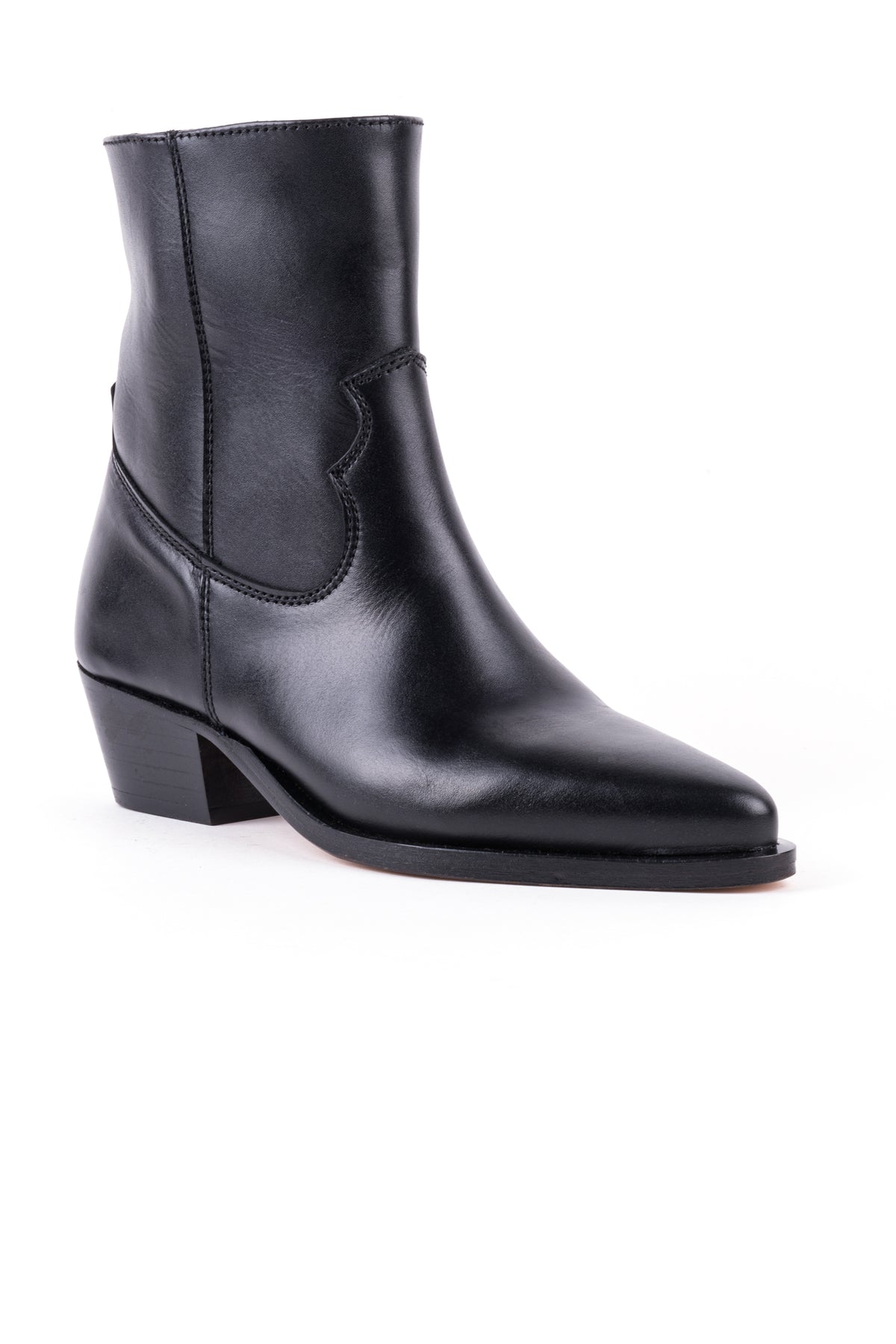 Botas texanas com fecho lateral em pele