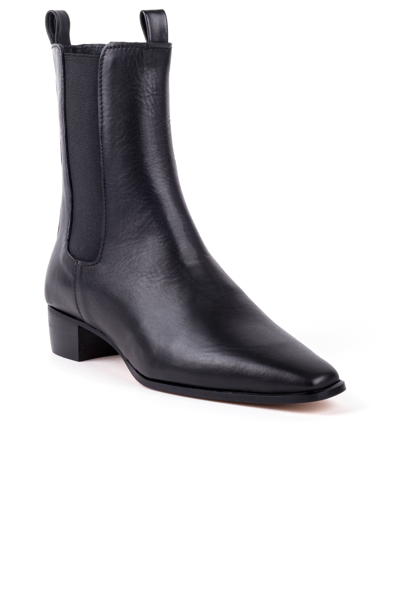 Botas chelsea de salto médio em pele