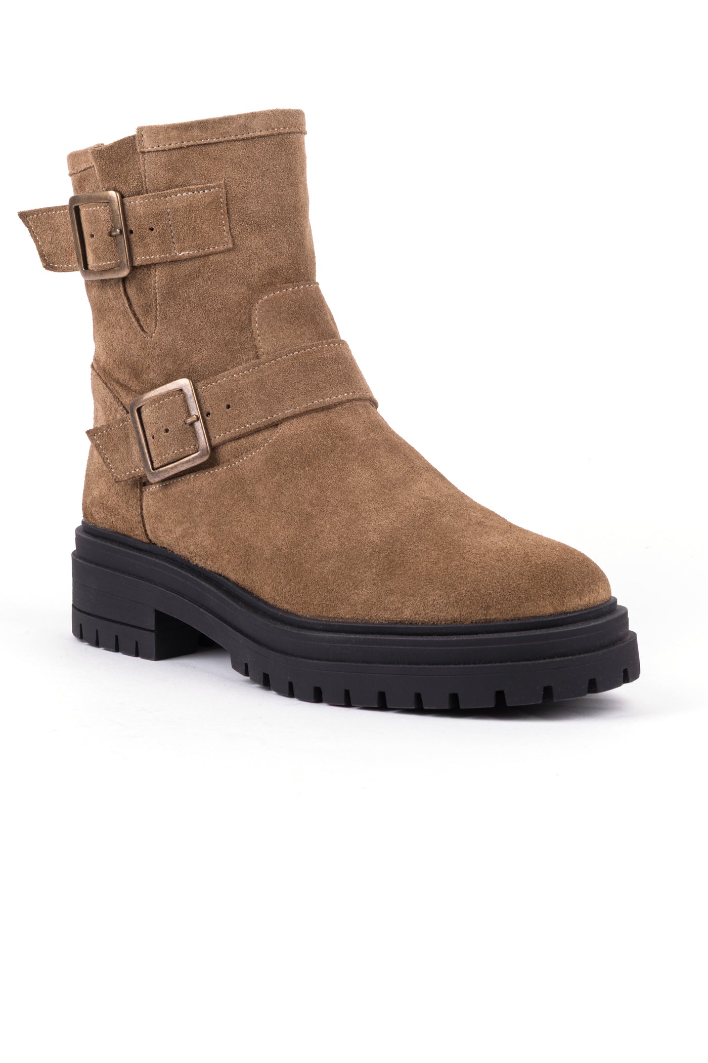 Botas biker com fivelas em croute