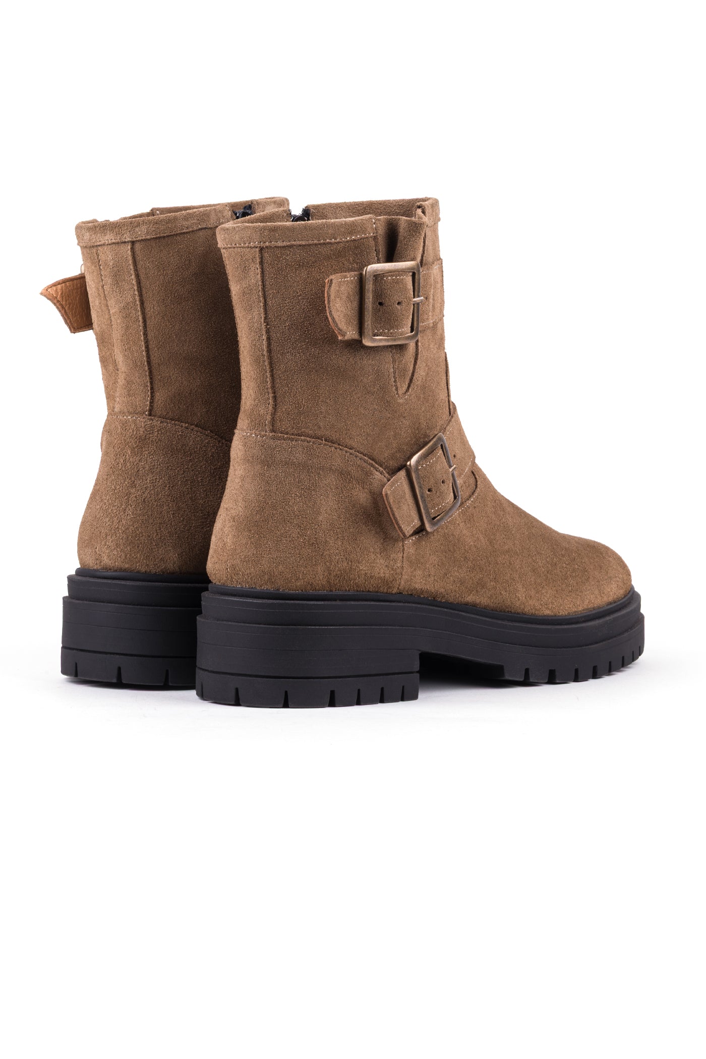 Botas biker com fivelas em croute