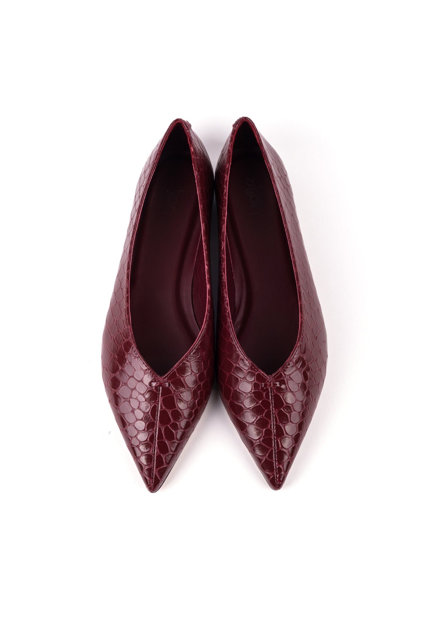 Sabrinas bicudas em verniz croco