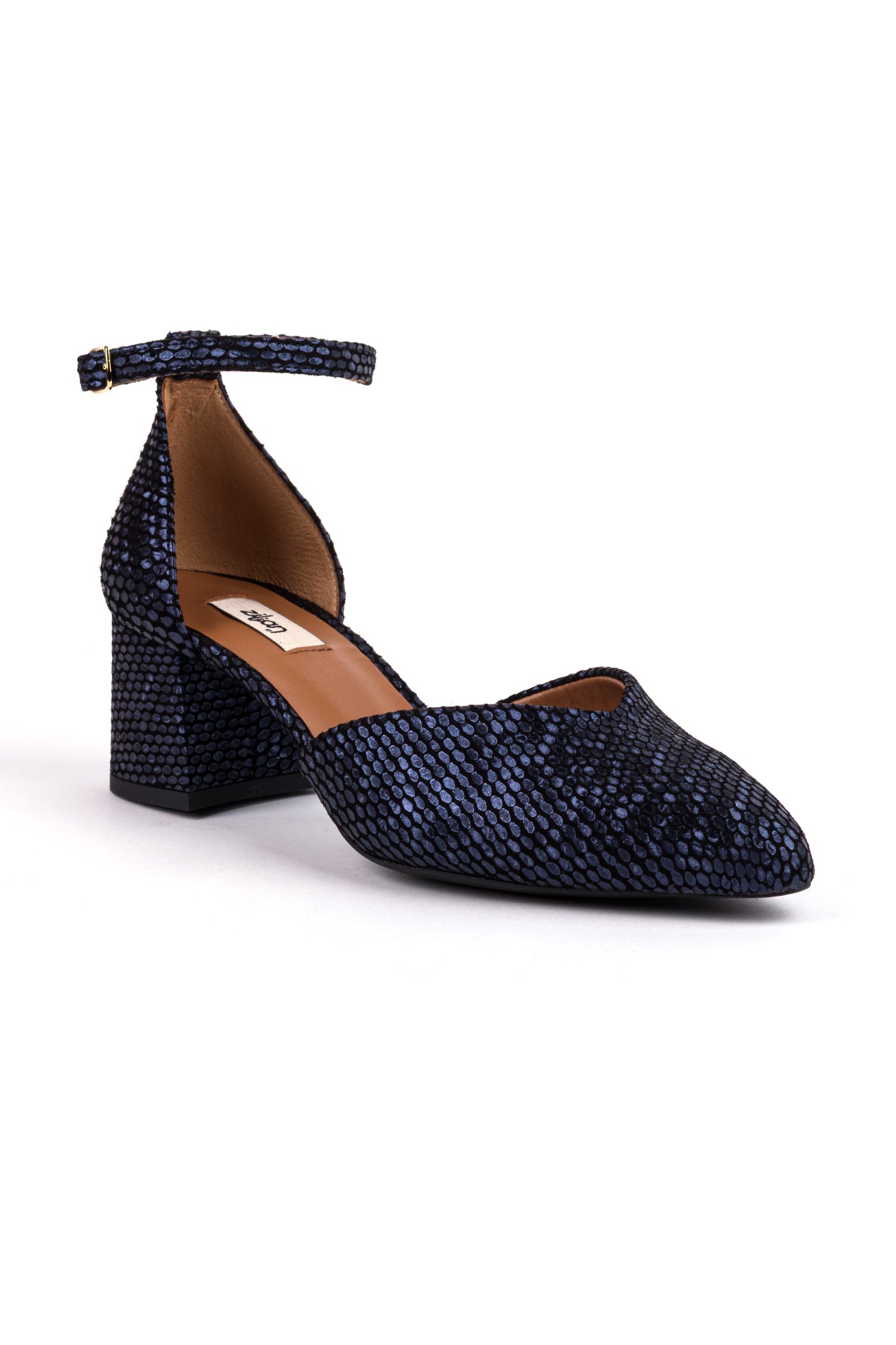 Sapatos de salto alto clássicos em camurça gravada