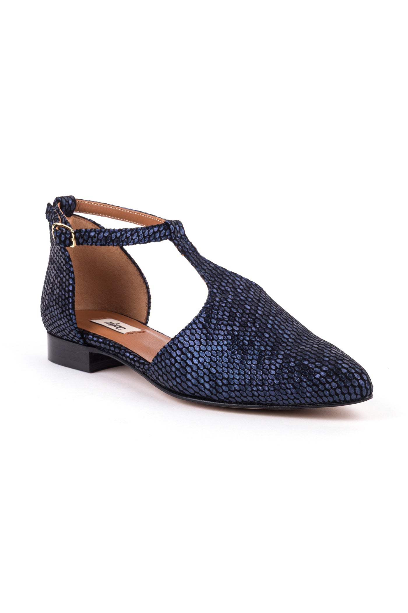 Sapatos rasos em camurça gravada