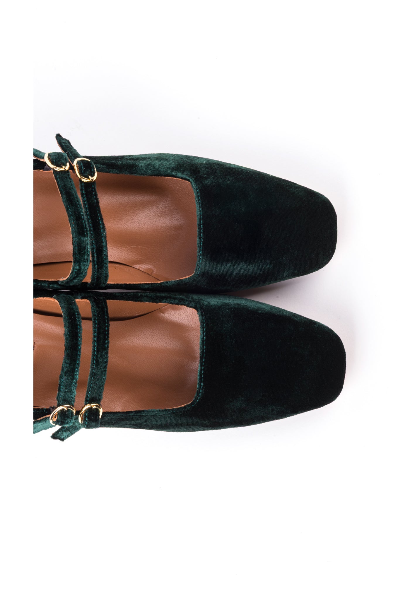 Sapatos Mary Jane de salto médio em veludo