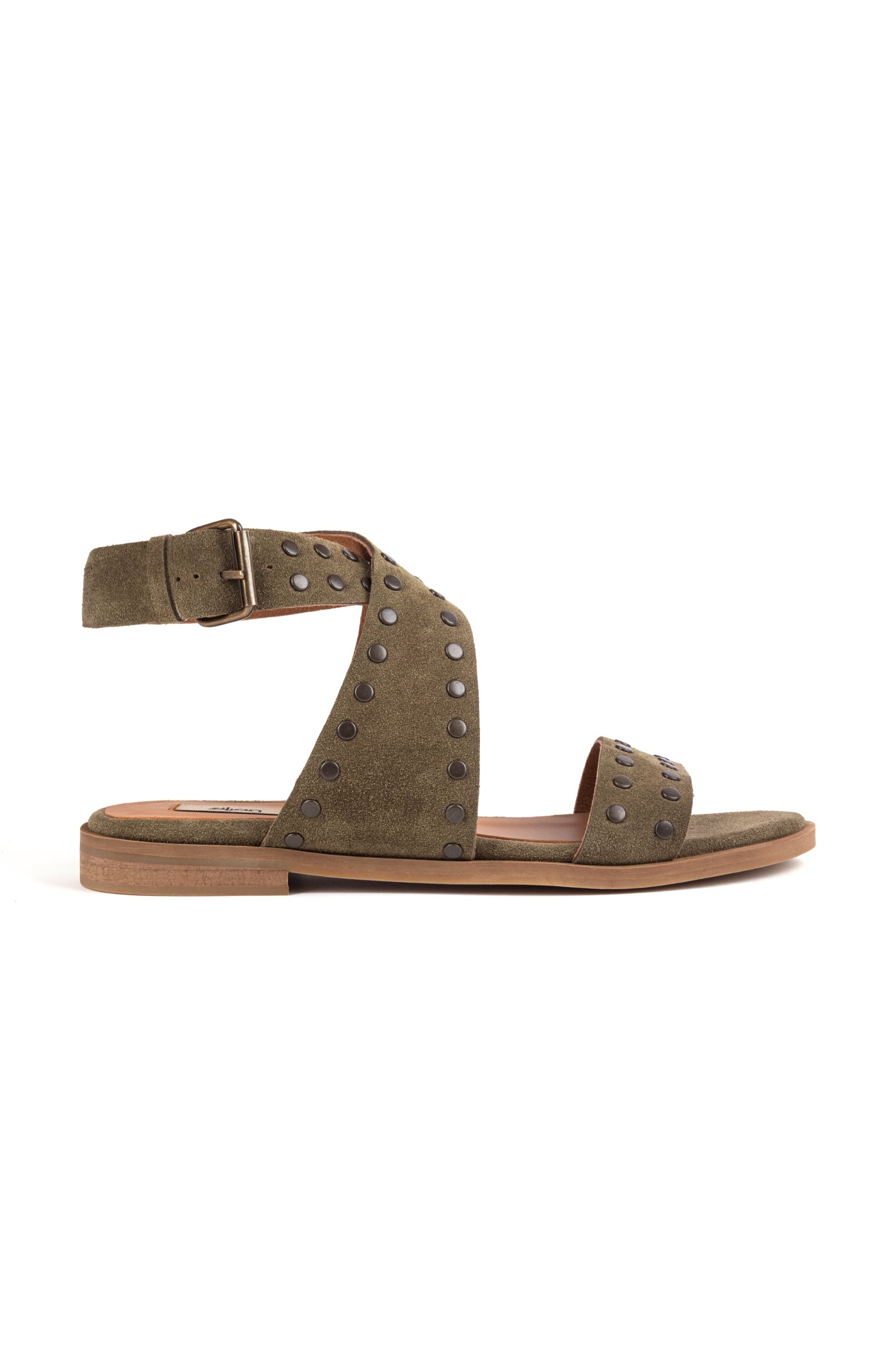 Sandálias rasas com sola em couro em croute