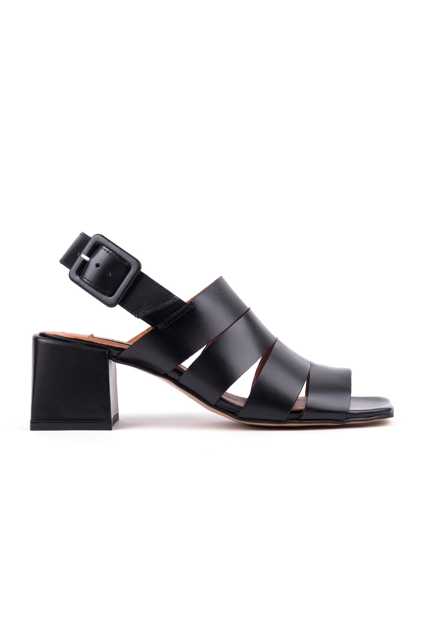 Sandália de salto alto em pele