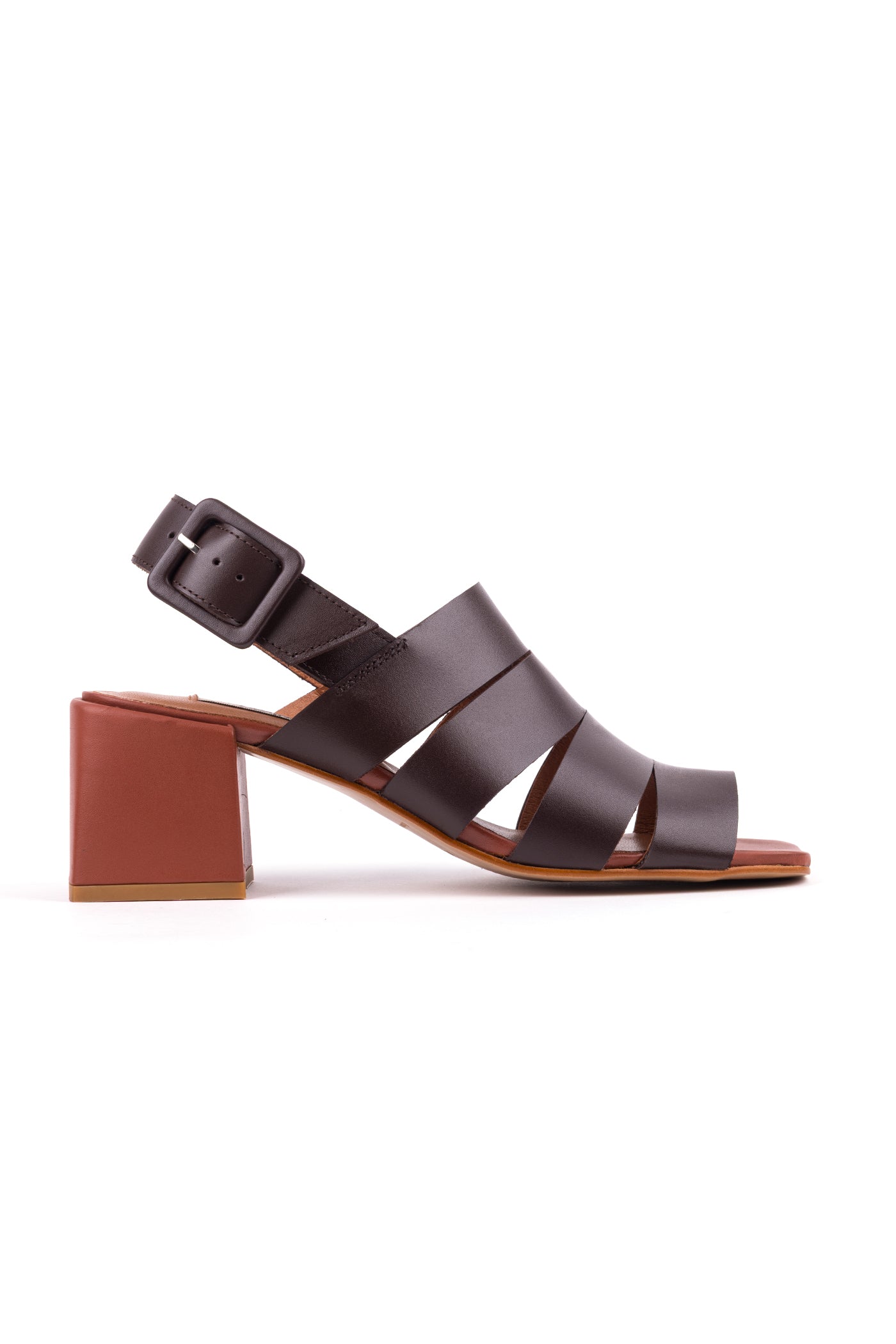 Sandália de salto alto em pele